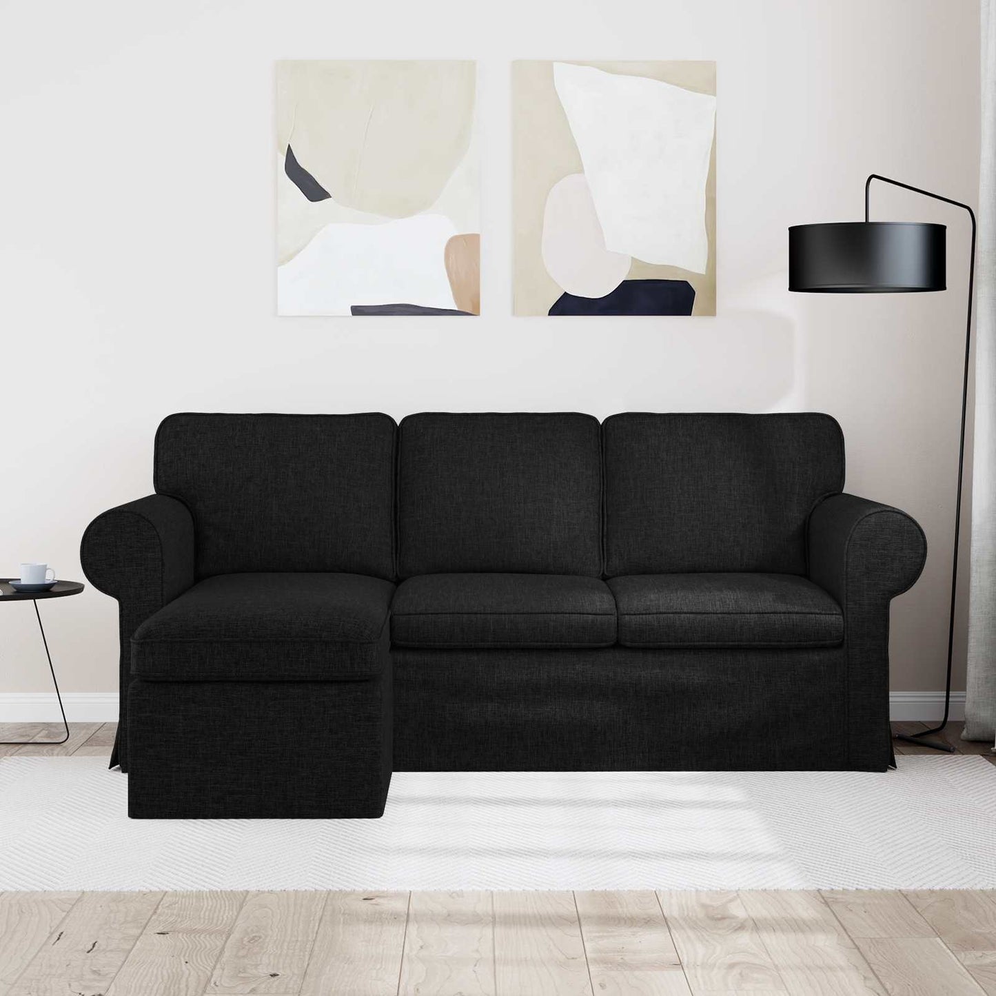 Sofa Sort 195 x 138 x 80 cm Stof