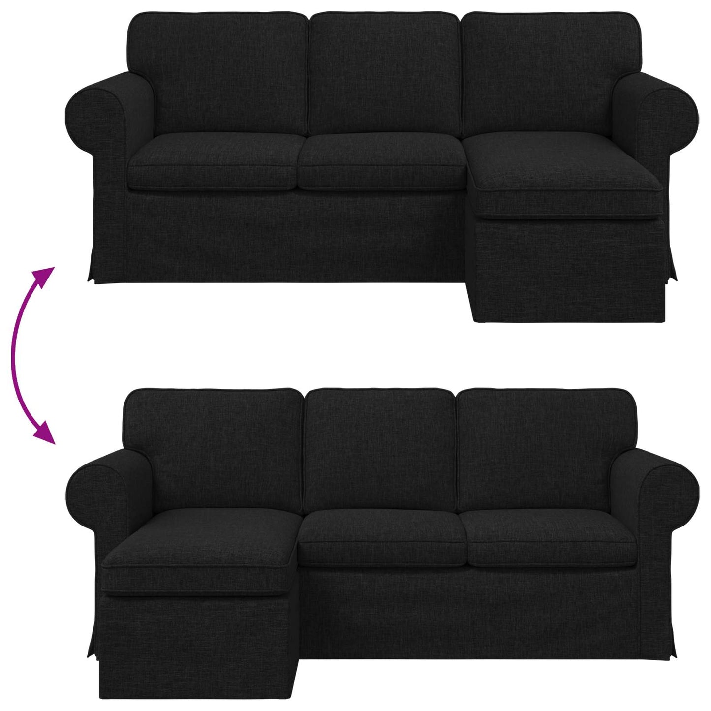 Sofa Sort 195 x 138 x 80 cm Stof