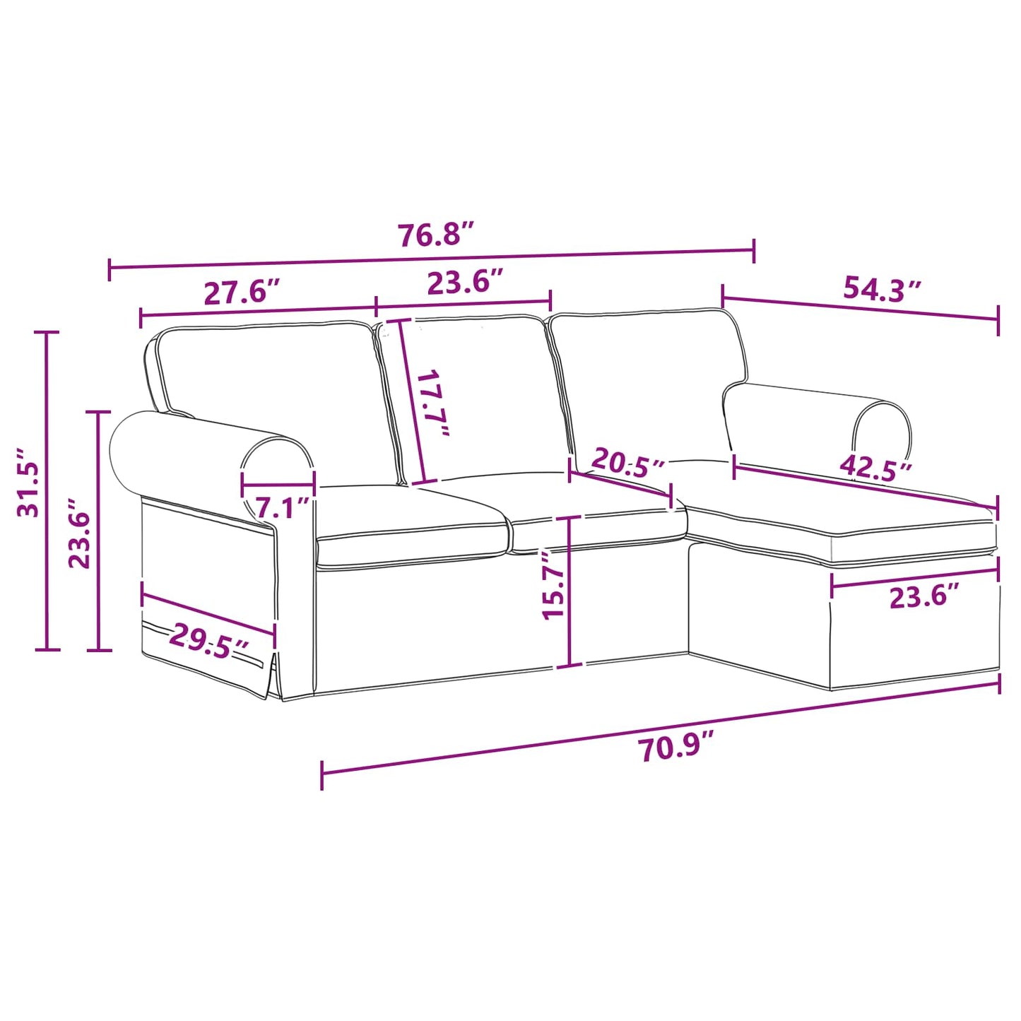 Sofa Mørkegrå 215 x 138 x 80 cm Stof