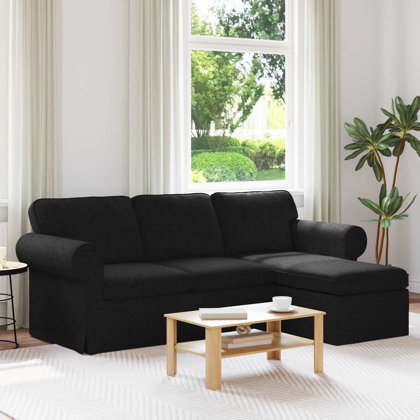 Sofa Sort 215 x 138 x 80 cm Stof