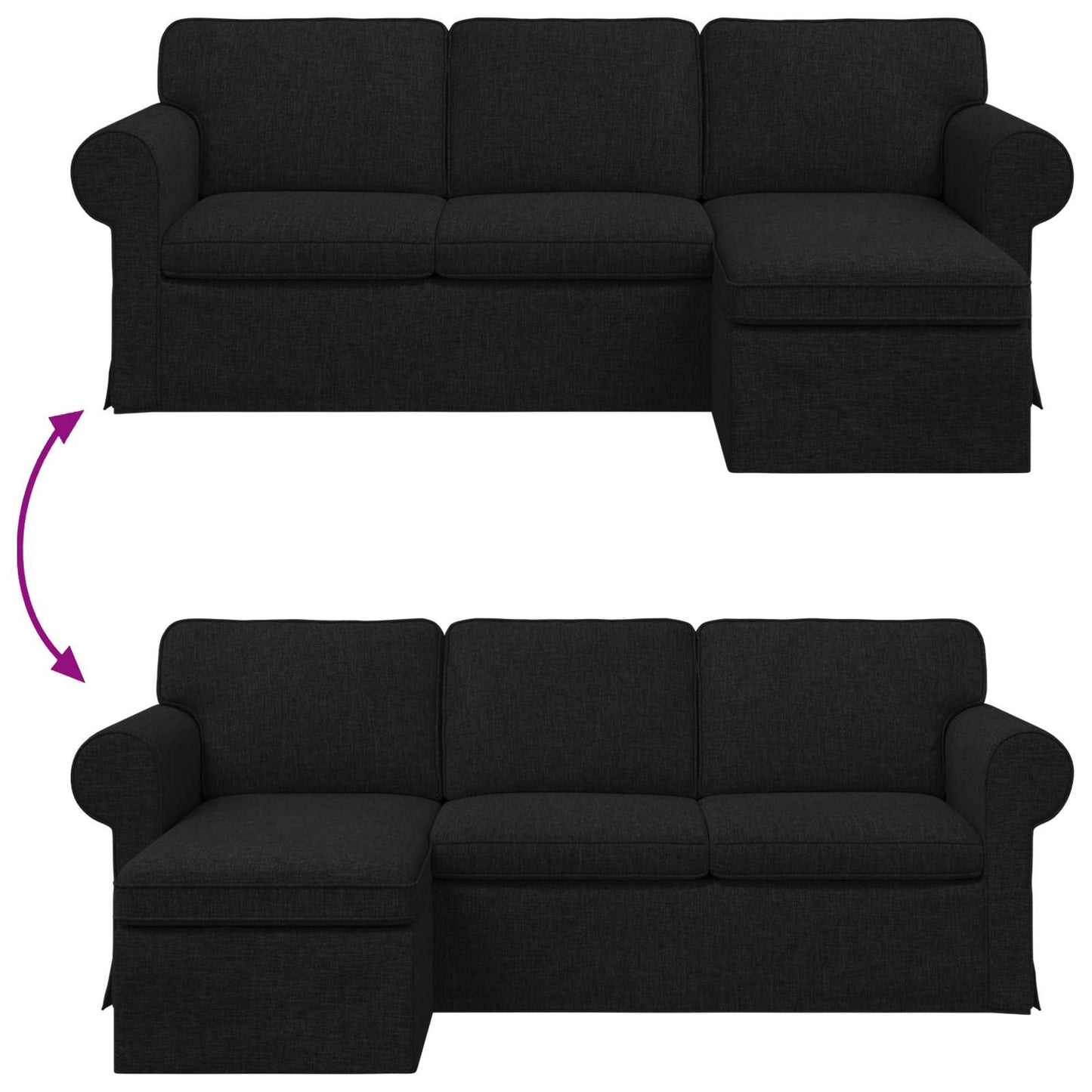 Sofa Sort 215 x 138 x 80 cm Stof