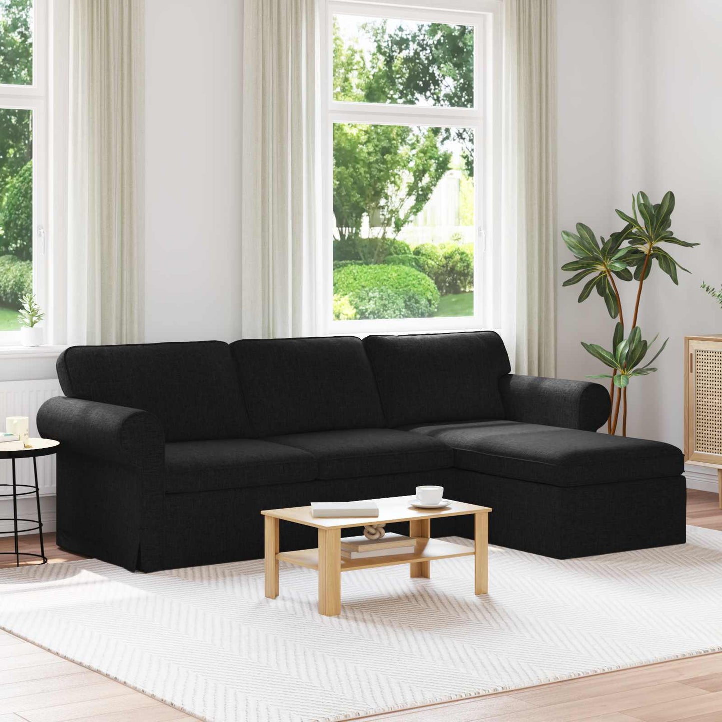 Sofa Sort 245 x 138 x 80 cm Stof