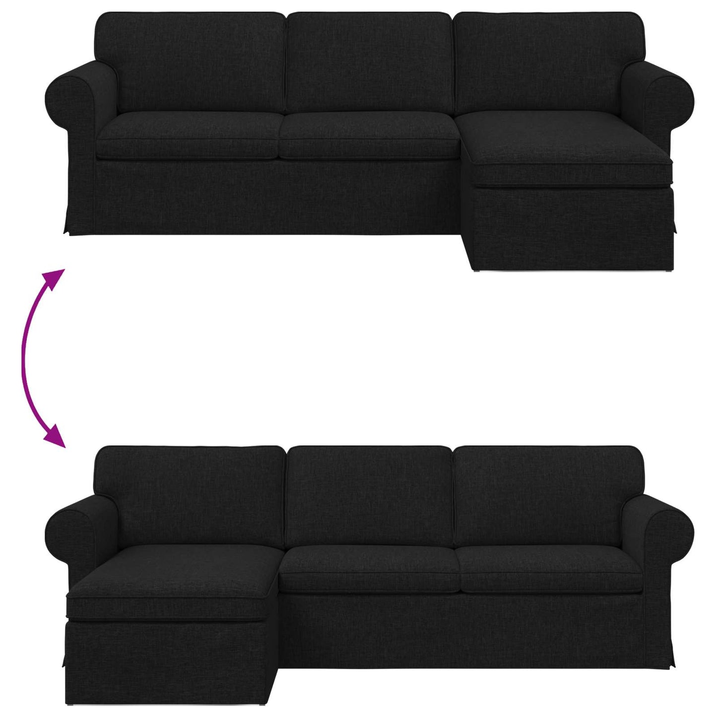 Sofa Sort 245 x 138 x 80 cm Stof