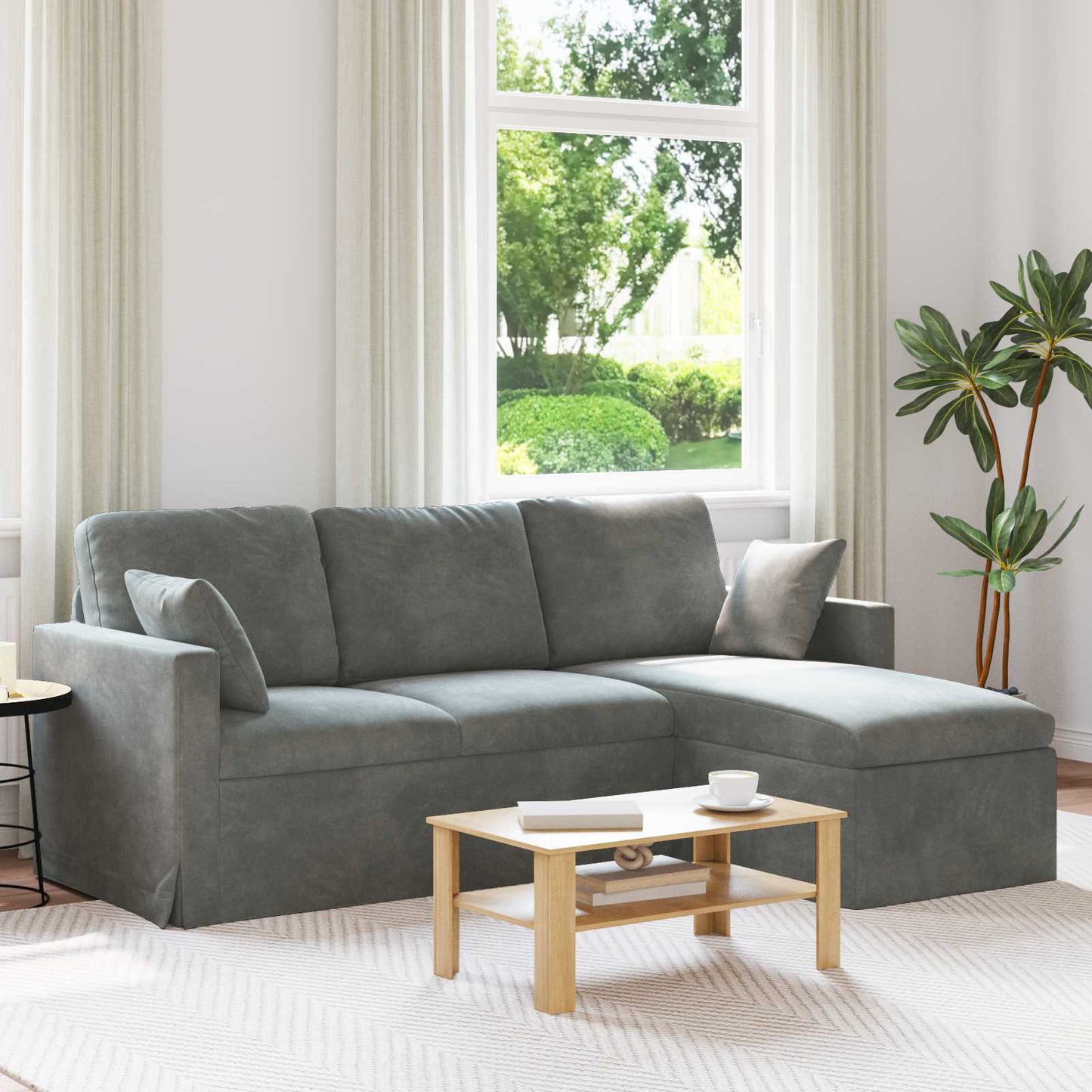 Sofa Mørkegrå 198 x 134 x 80 cm Fløjl