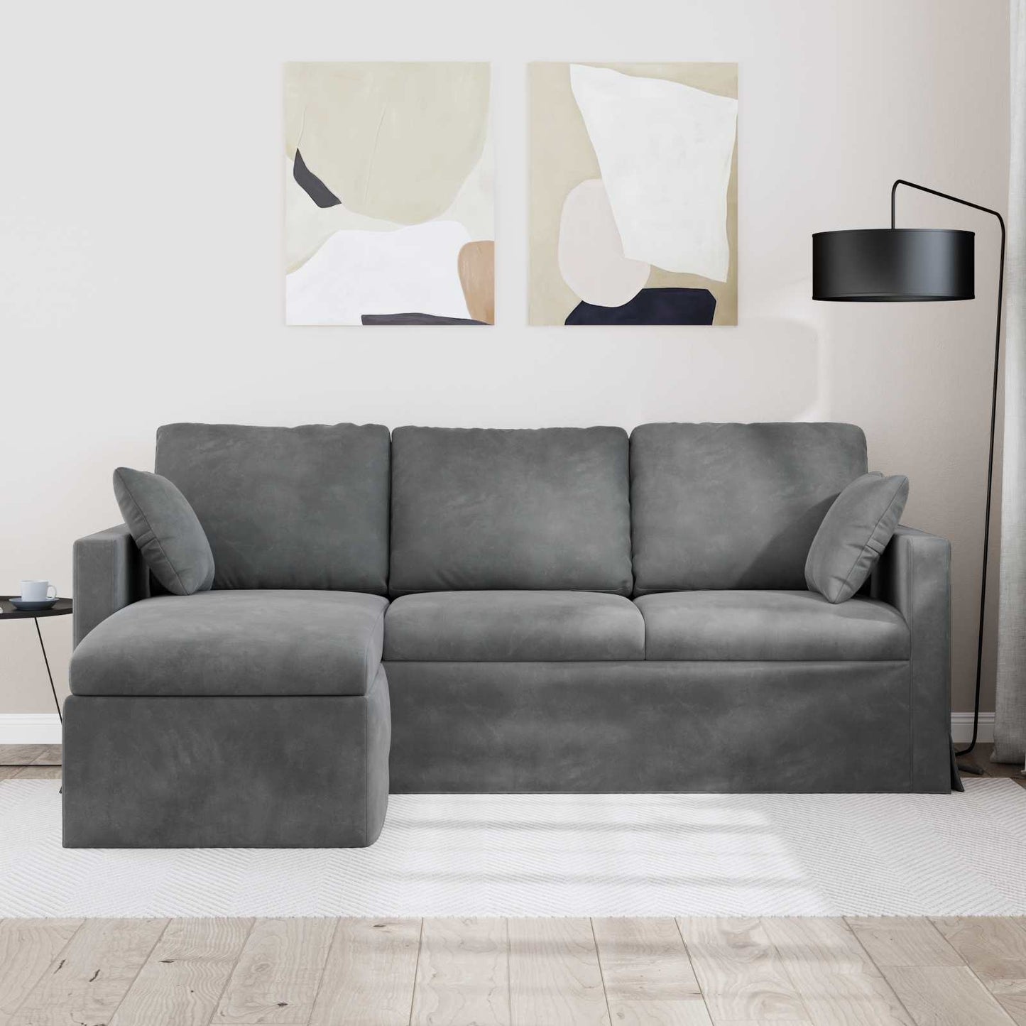 Sofa Mørkegrå 198 x 134 x 80 cm Fløjl