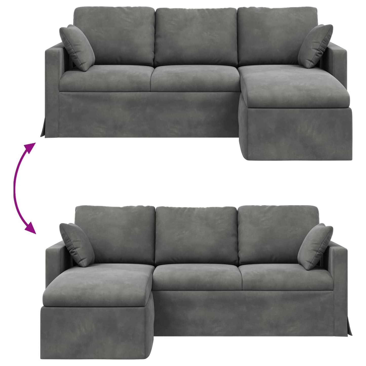 Sofa Mørkegrå 198 x 134 x 80 cm Fløjl