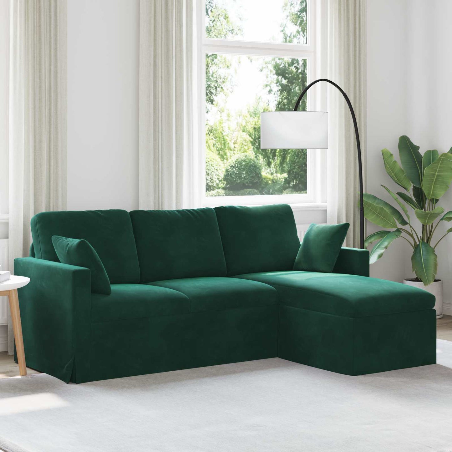 Sofa Mørkegrøn 198 x 134 x 80 cm Fløjl