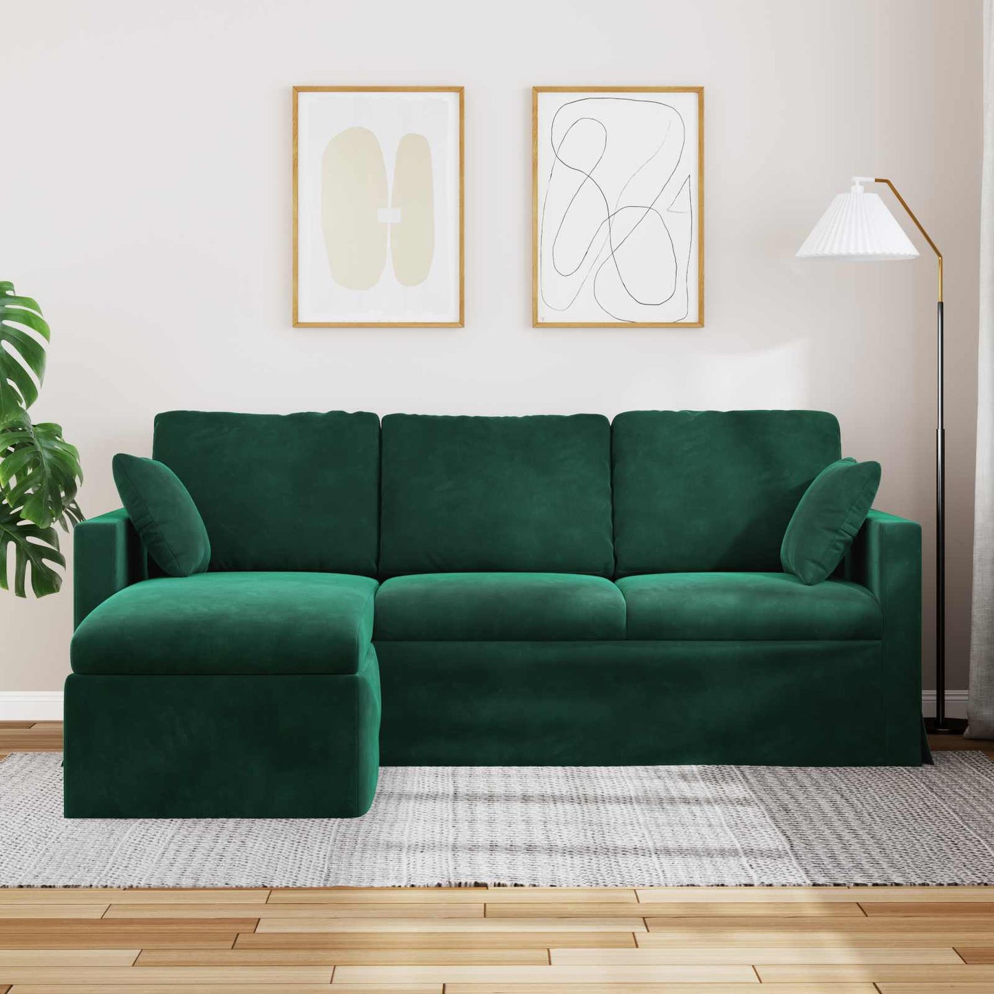Sofa Mørkegrøn 198 x 134 x 80 cm Fløjl