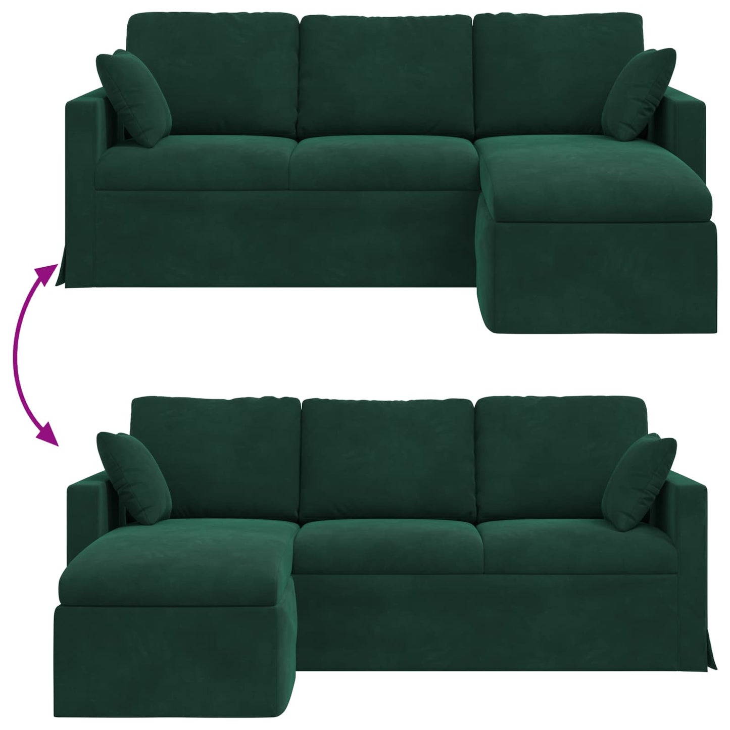 Sofa Mørkegrøn 198 x 134 x 80 cm Fløjl