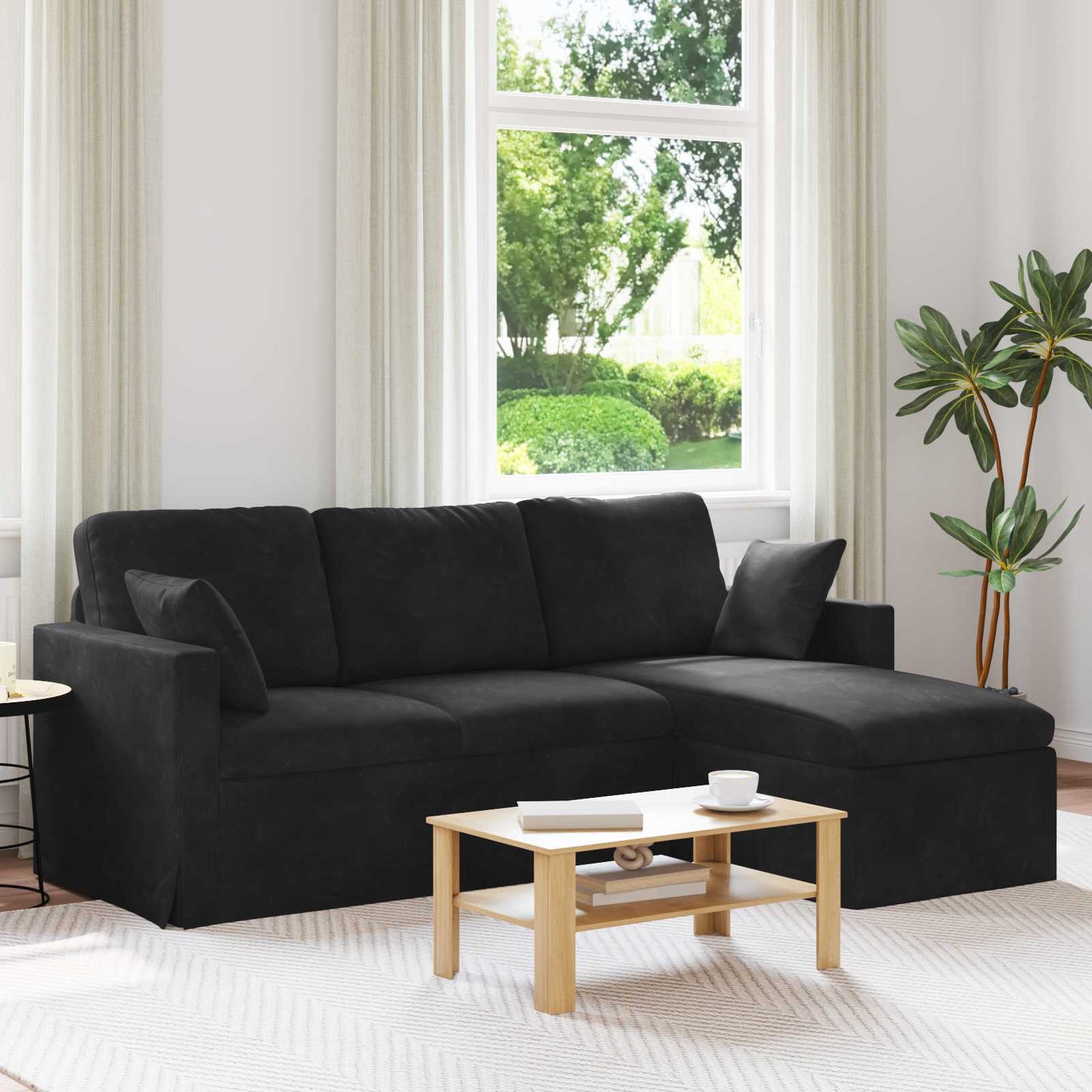 Sofa Sort 198 x 134 x 80 cm Fløjl
