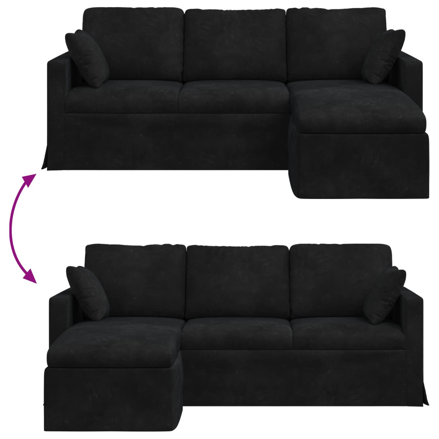 Sofa Sort 198 x 134 x 80 cm Fløjl
