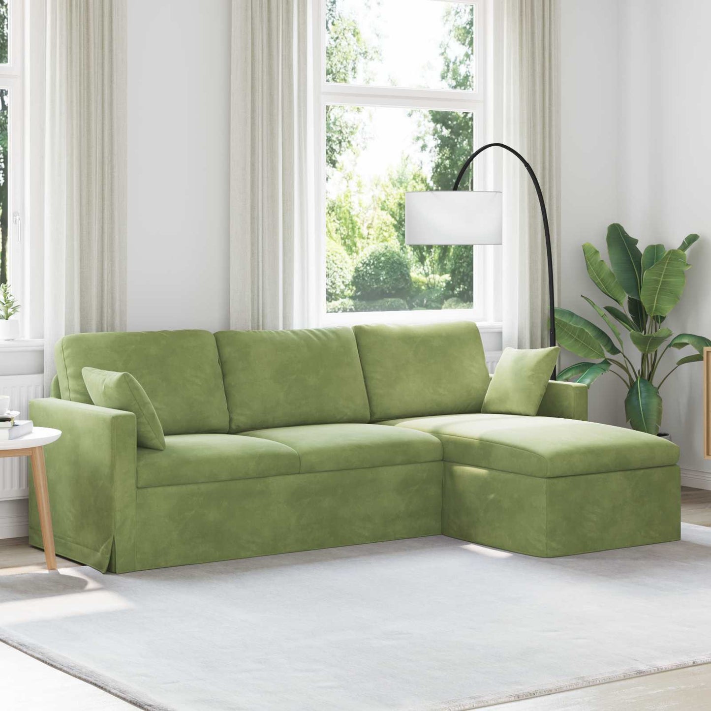Sofa Lys grøn 228 x 134 x 80 cm Fløjl