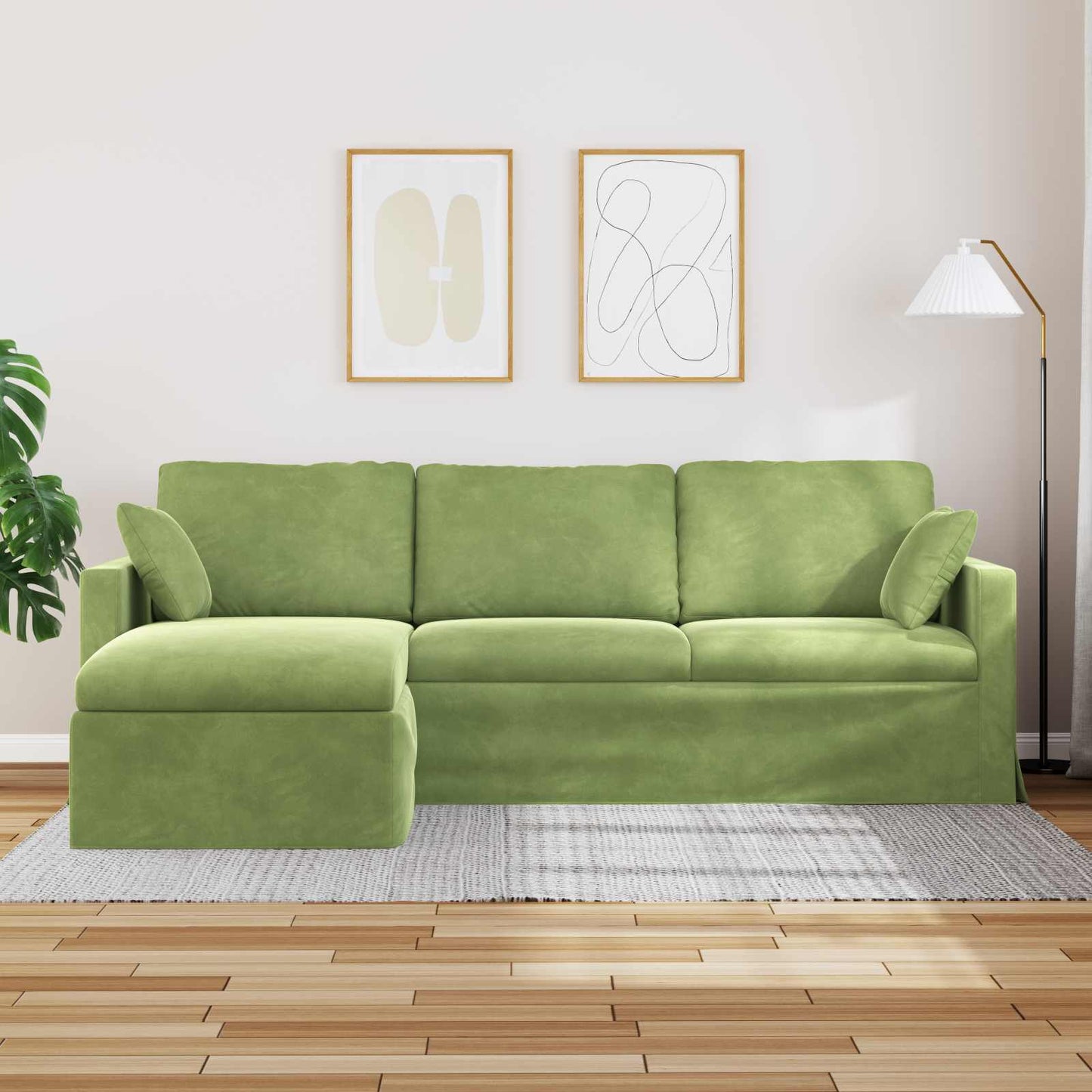 Sofa Lys grøn 228 x 134 x 80 cm Fløjl