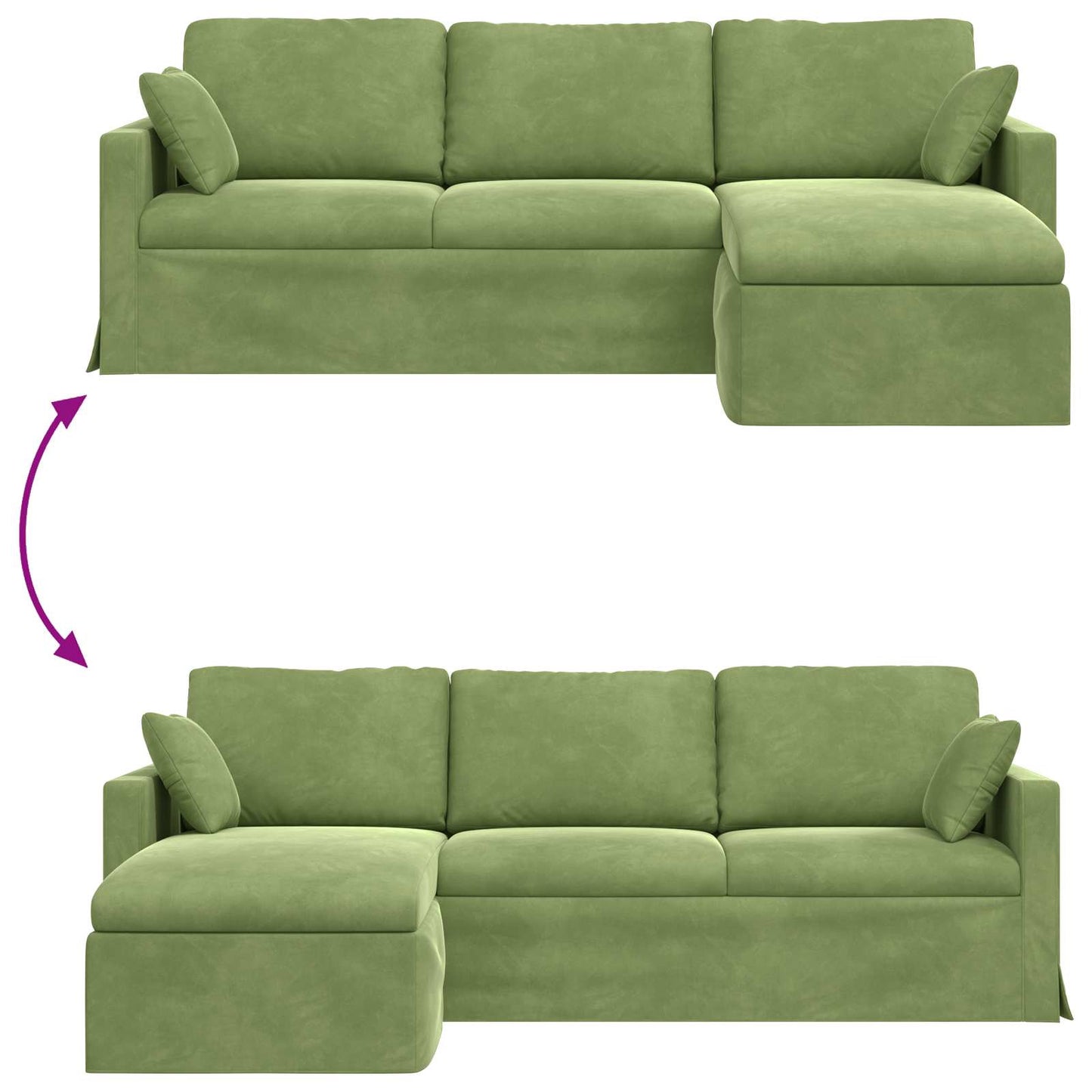 Sofa Lys grøn 228 x 134 x 80 cm Fløjl