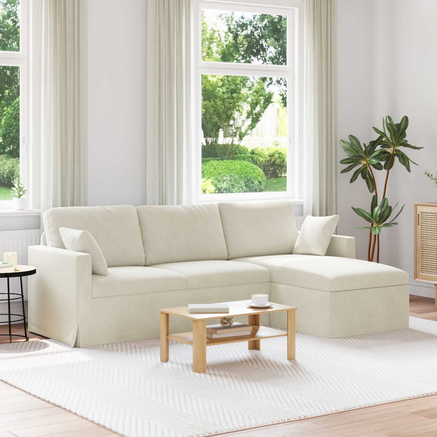 Sofa Creme 228 x 134 x 80 cm Fløjl