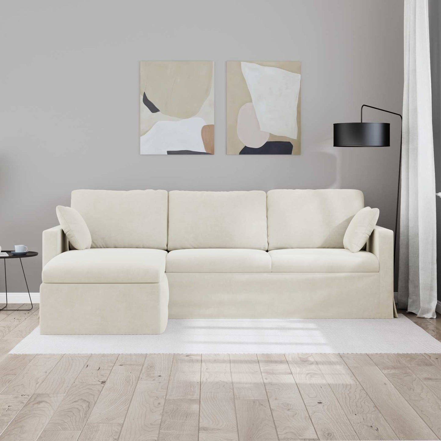 Sofa Creme 228 x 134 x 80 cm Fløjl