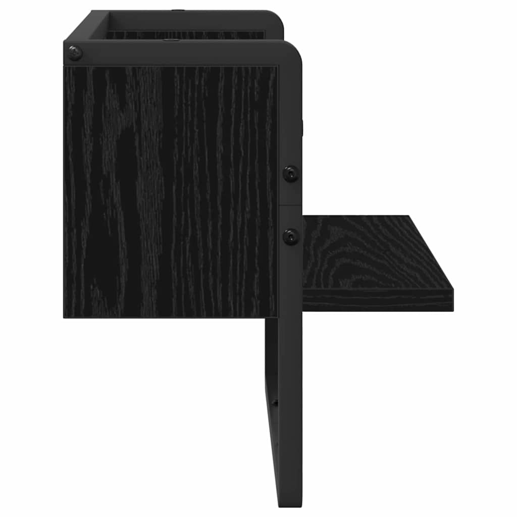 Væghylde Vægmonteret Sort eg 30 x 25 x 30 cm Konstrueret træ