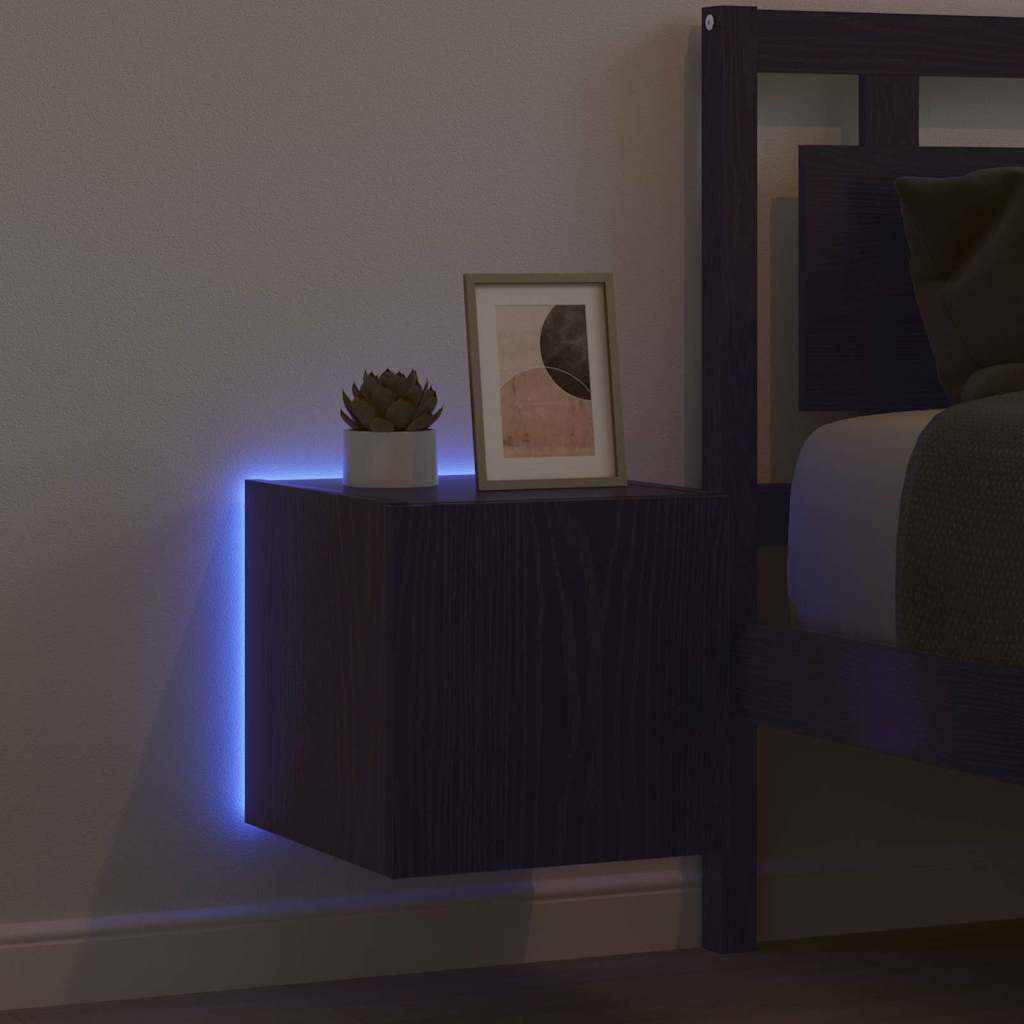 TV vægskab med LED Sort eg 30,5 x 35 x 30 cm Konstrueret træ