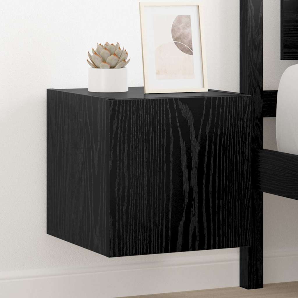 TV vægskab med LED Sort eg 30,5 x 35 x 30 cm Konstrueret træ