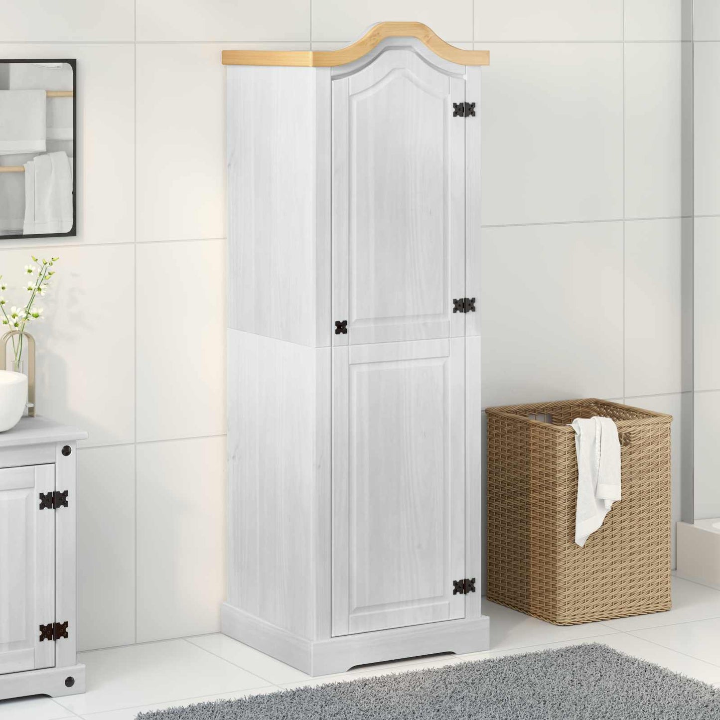 Garderober med hylde Hvid 55 x 52 x 170 cm Massiv fyrretræ