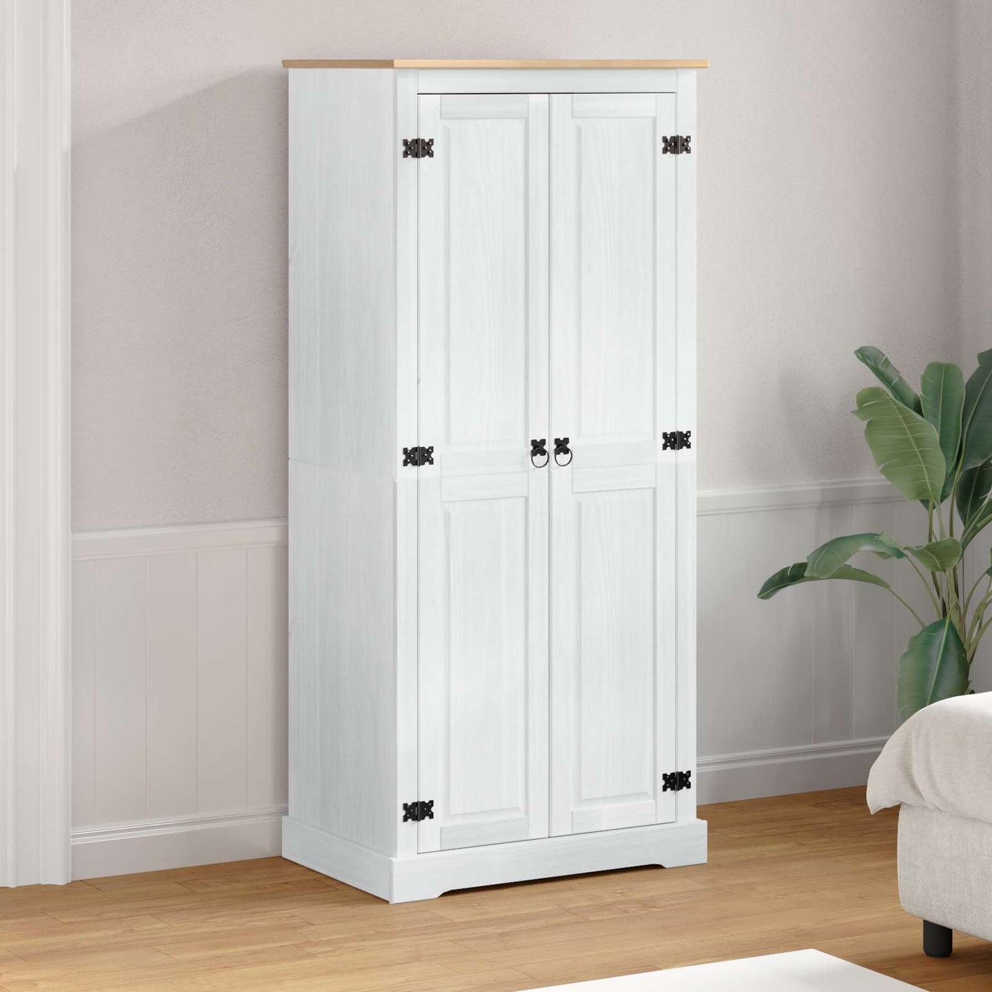 Garderober med hylde Hvid 76 x 50 x 170 cm Massiv fyrretræ