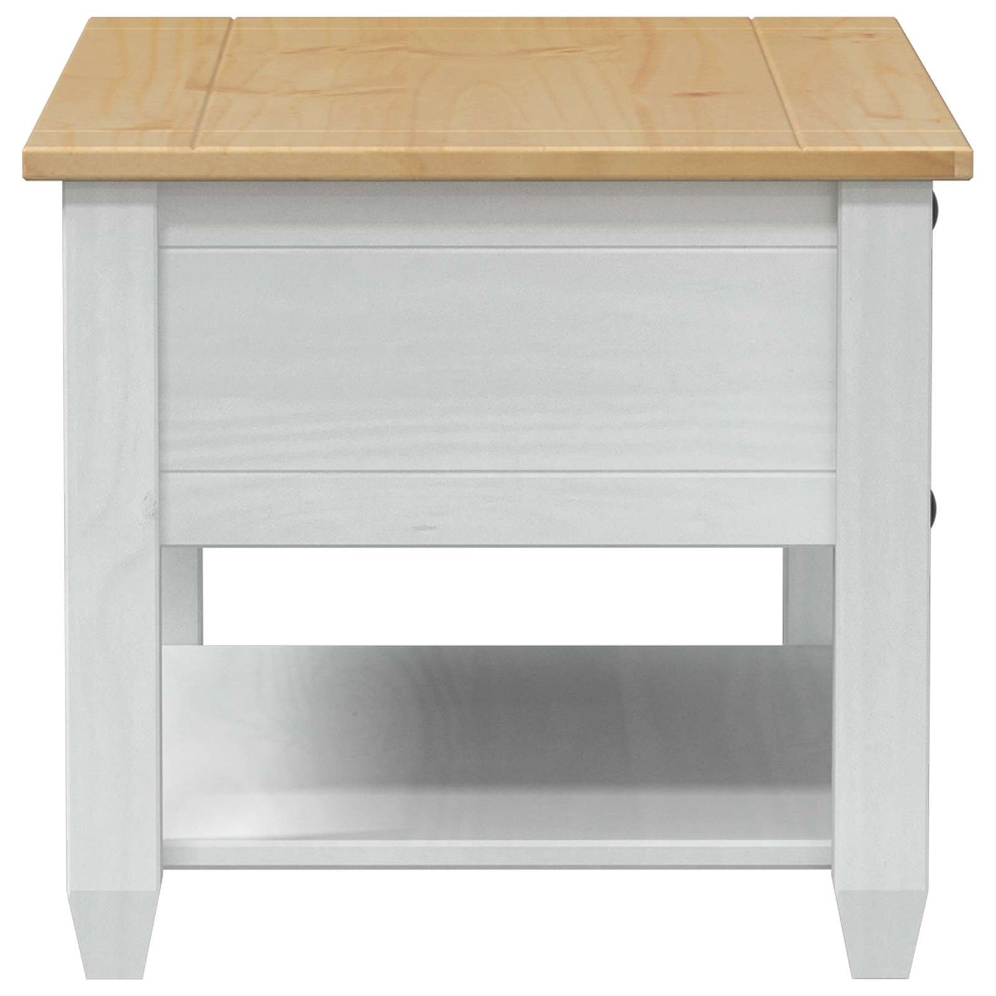 Sofabord med skuffe Hvid 85 x 50 x 45 cm Massiv fyrretræ