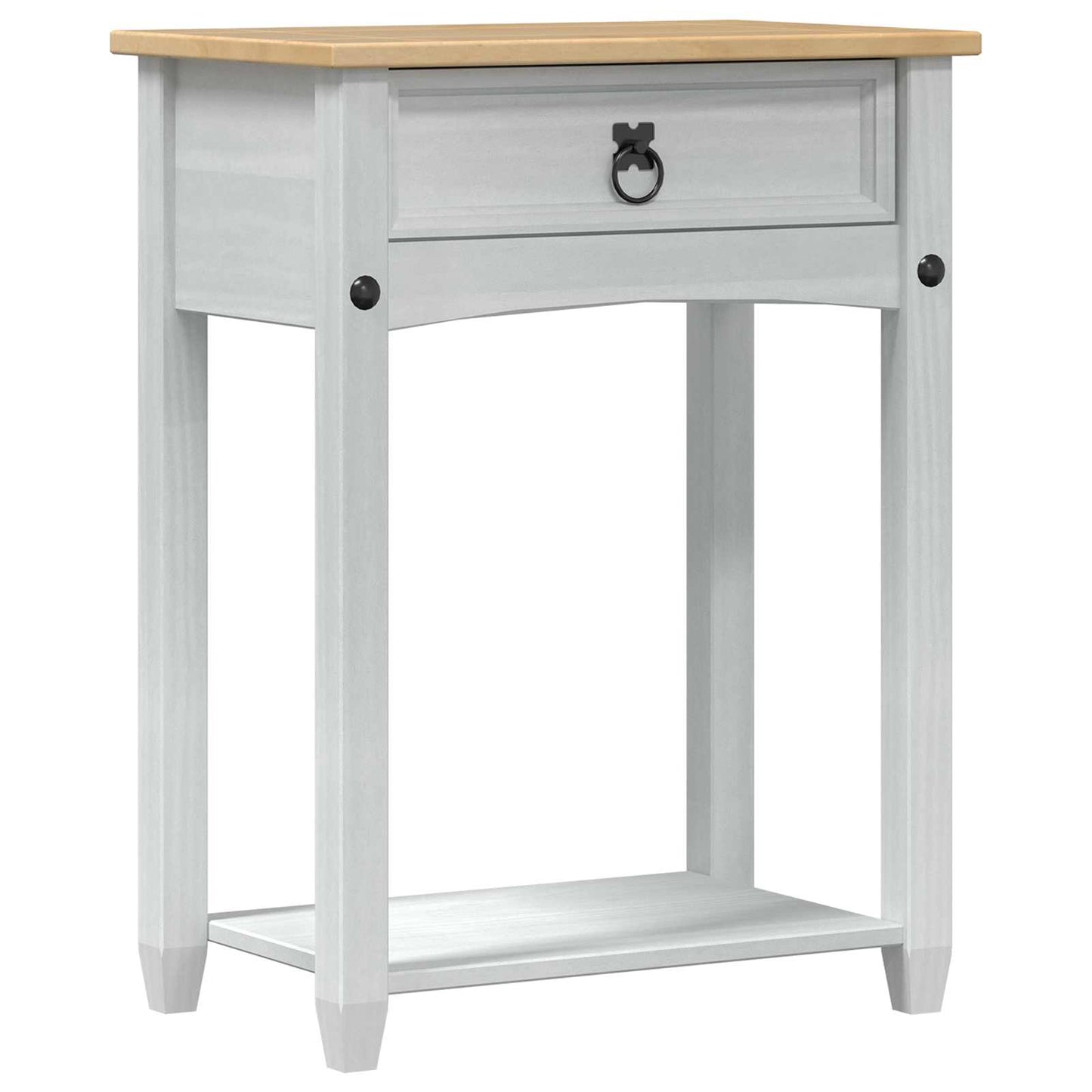 Konsolbord med skuffe Hvid 55 x 35 x 73 cm Massiv fyrretræ