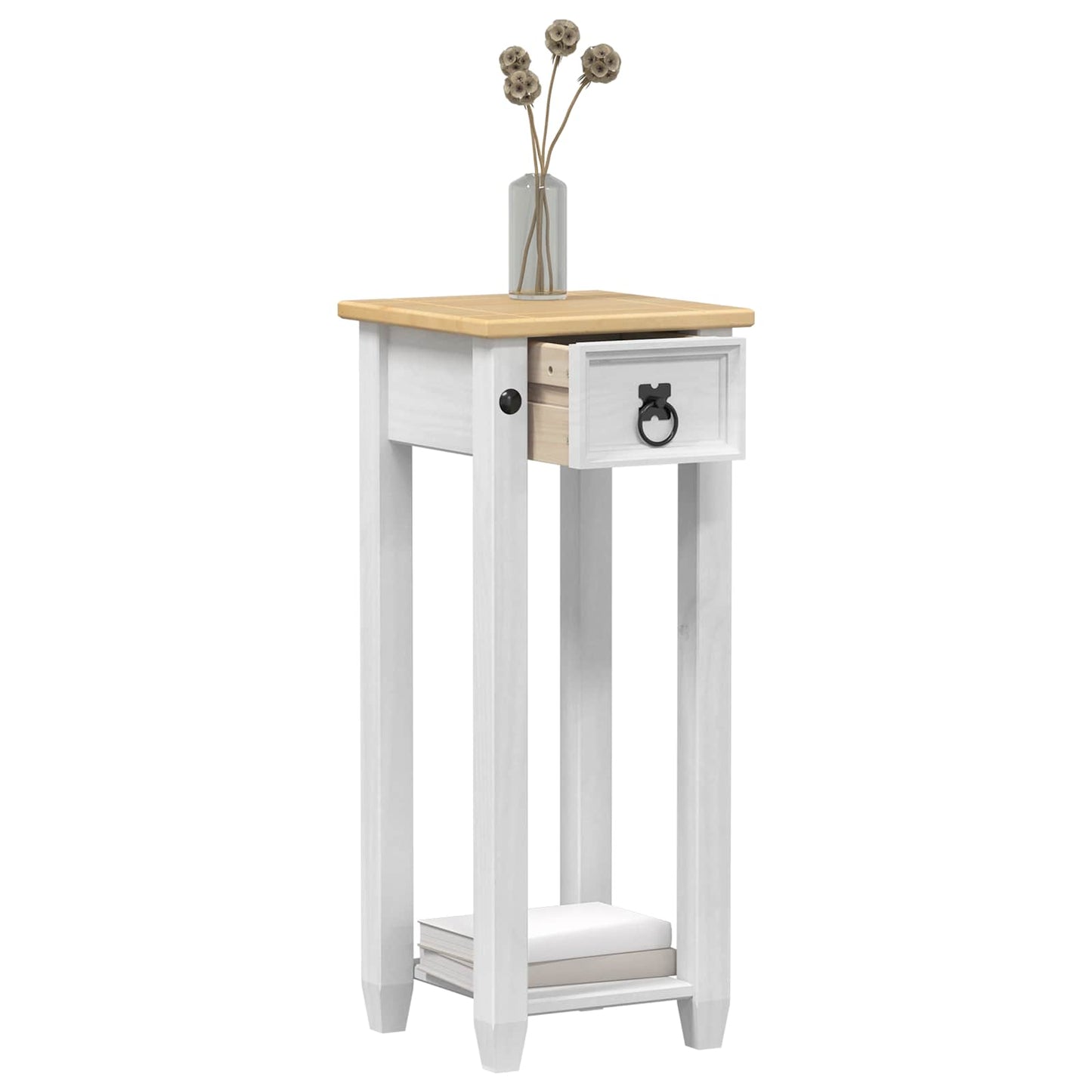 Planteholder Hvid 30 x 30 x 73 cm Massiv fyrretræ