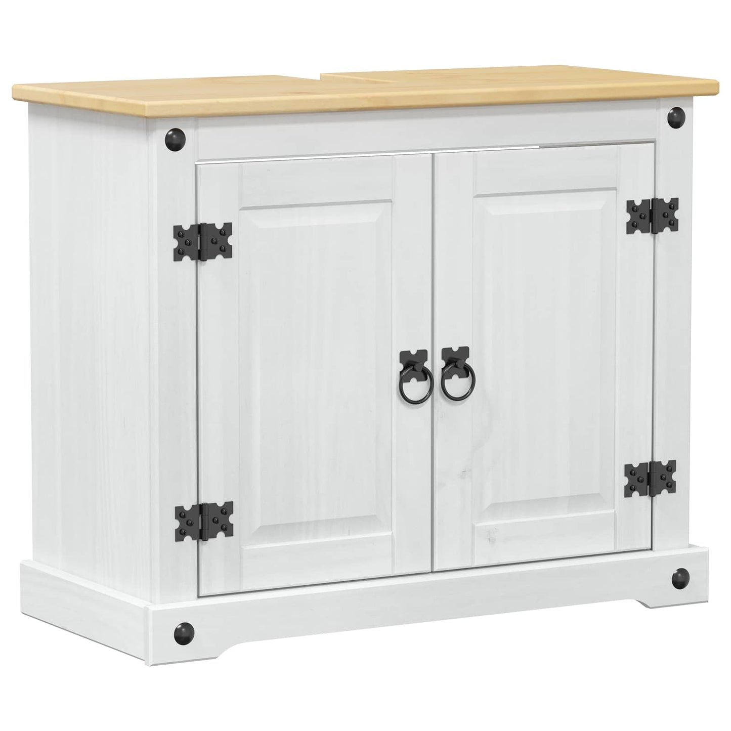 Vaskeskab med hylde Hvid 73 x 33 x 60 cm Massiv fyrretræ
