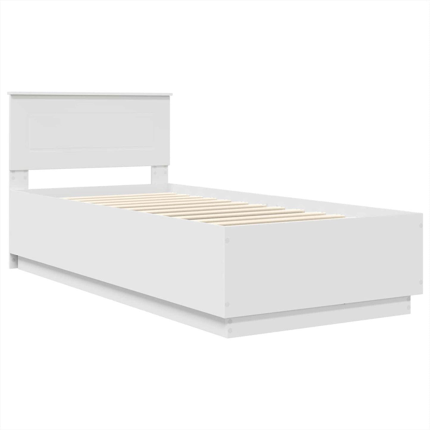 Sengestel med LED-lysstrimler Hvid 100 x 200 cm Konstrueret træ