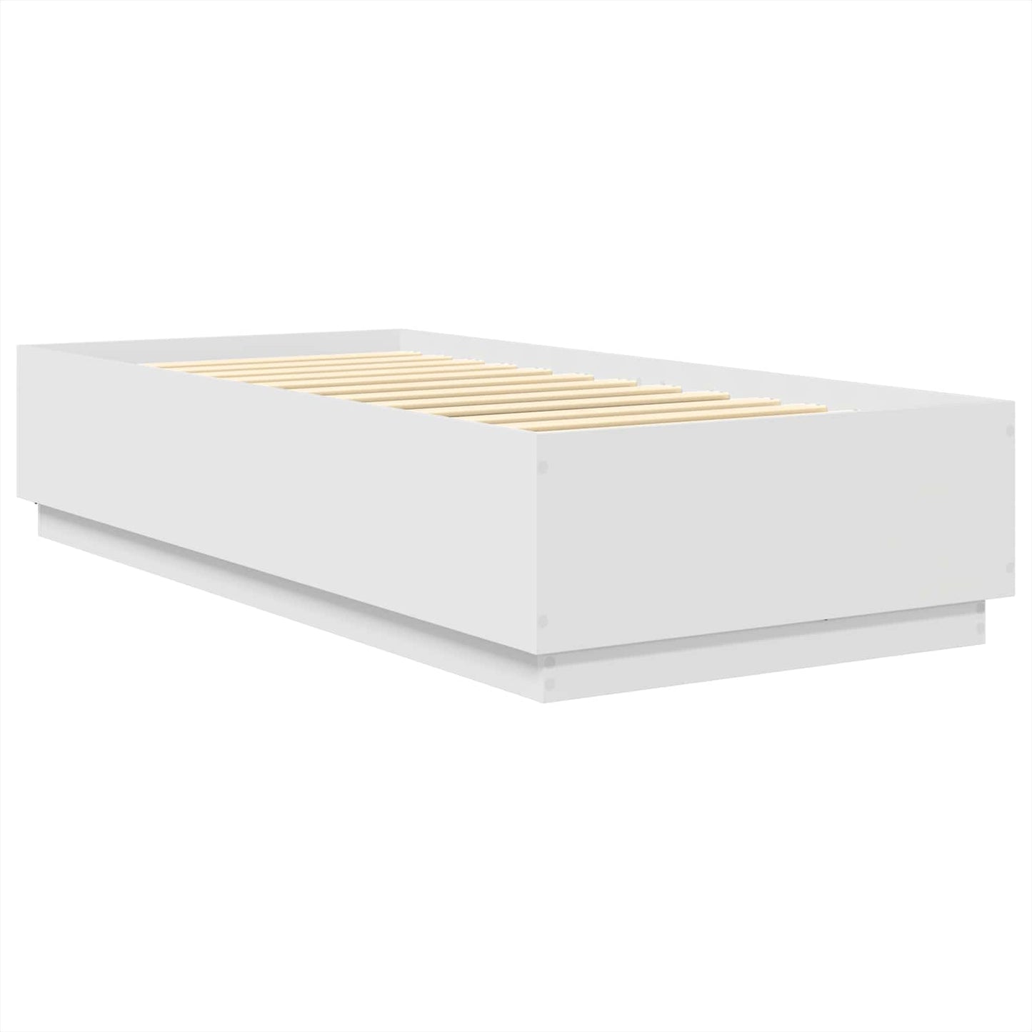 Sengestel med LED-lysstrimler Hvid 100 x 200 cm Konstrueret træ