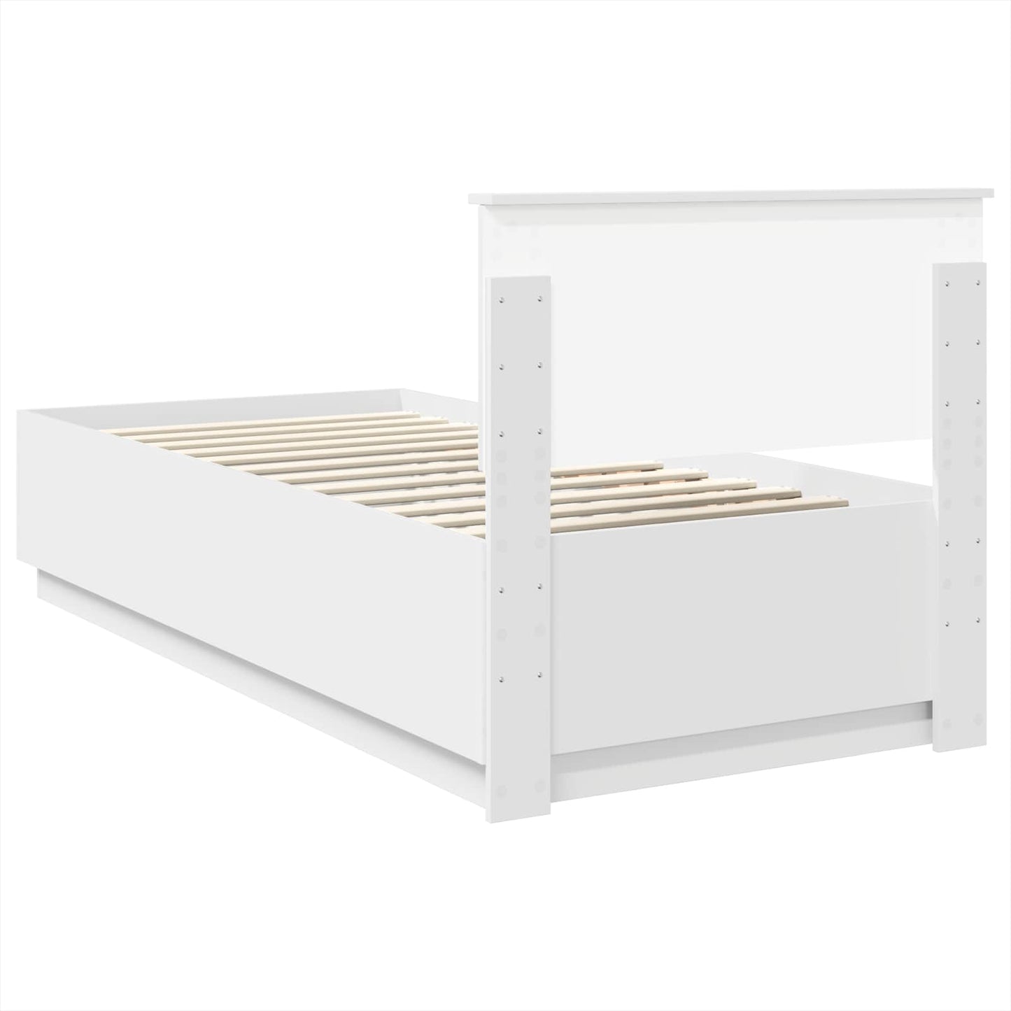 Sengestel med LED-lysstrimler Hvid 100 x 200 cm Konstrueret træ