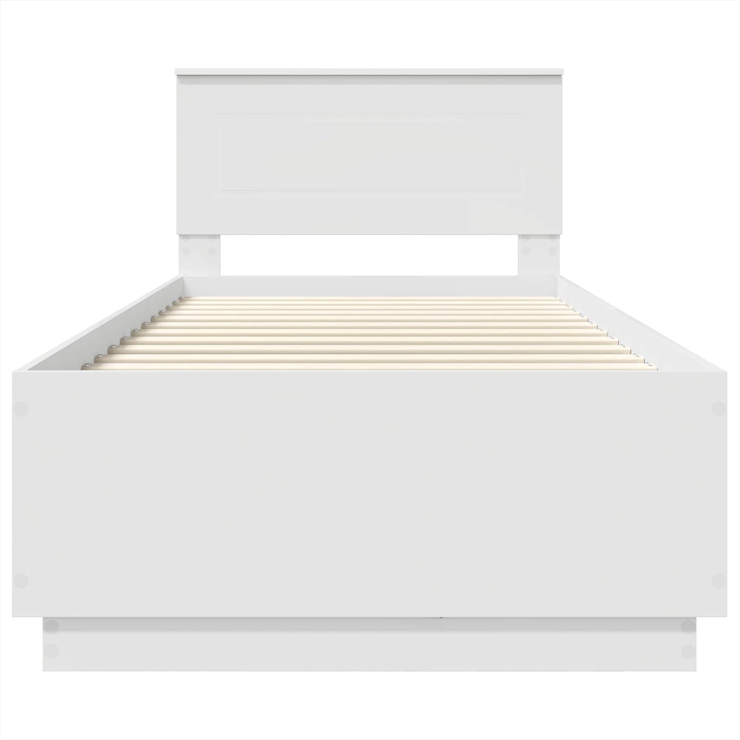 Sengestel med LED-lysstrimler Hvid 100 x 200 cm Konstrueret træ