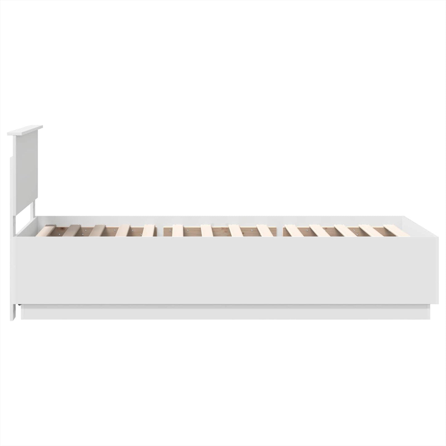 Sengestel med LED-lysstrimler Hvid 100 x 200 cm Konstrueret træ