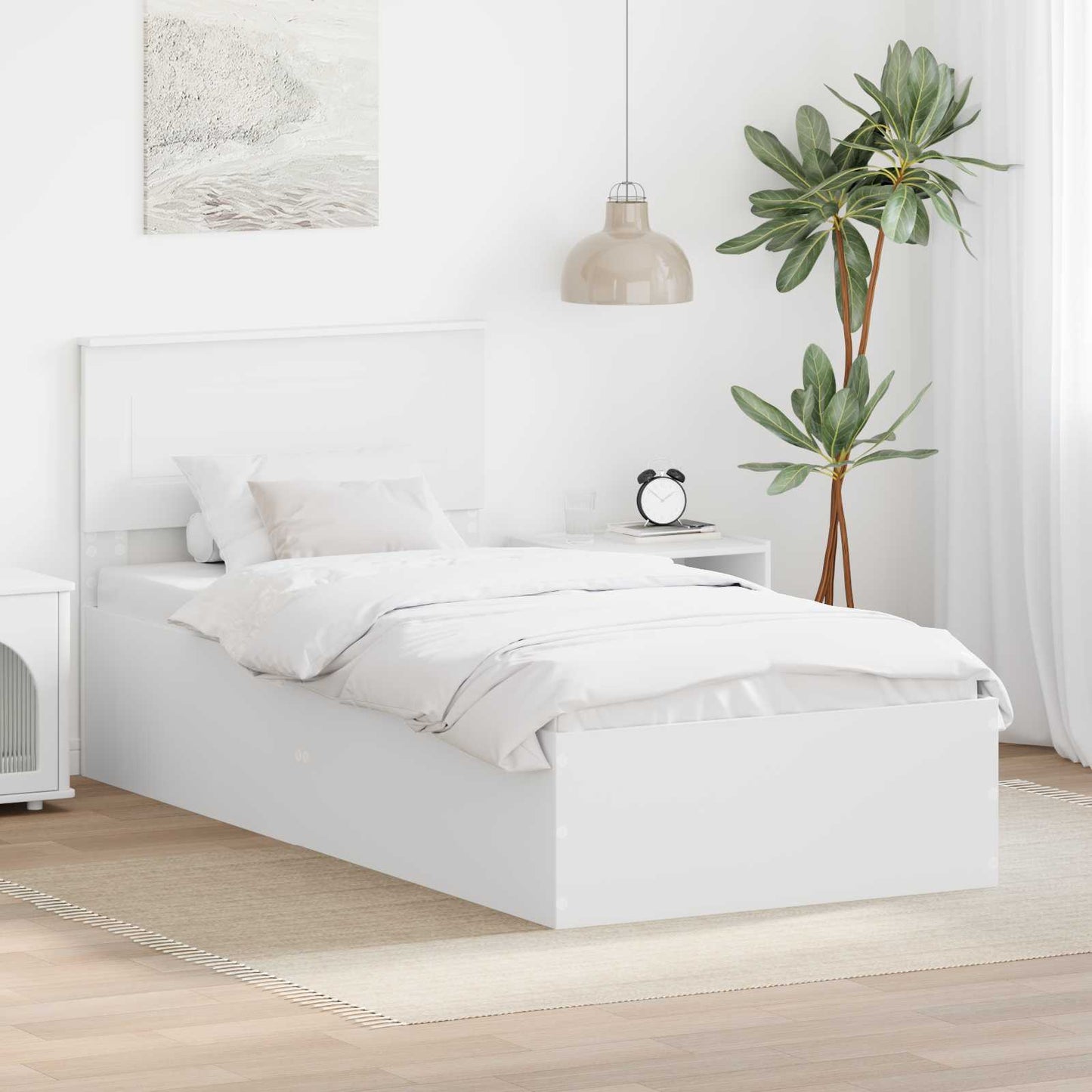 Sengestel med hovedgærde Hvid 90 x 190 cm Konstrueret træ