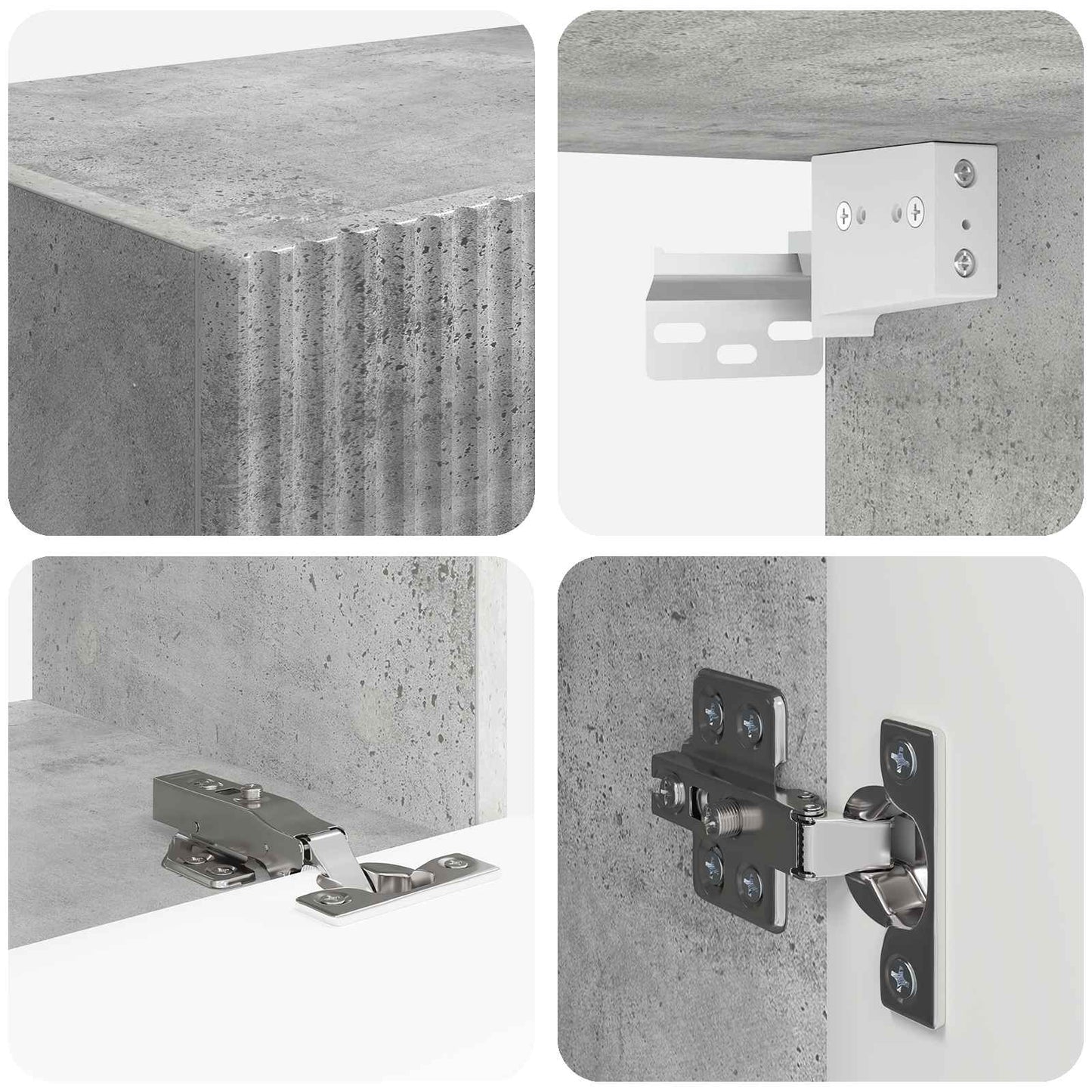 Tv vægskab sæt Vægmonteret 4 pcs Beton Grå Konstrueret træ