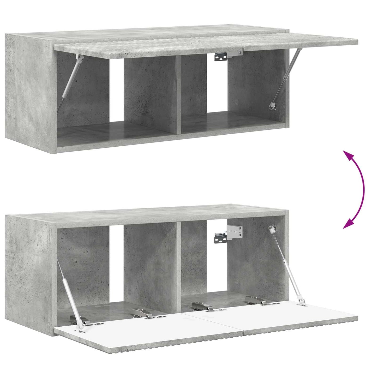 Tv vægskab sæt Vægmonteret 4 pcs Beton Grå Konstrueret træ