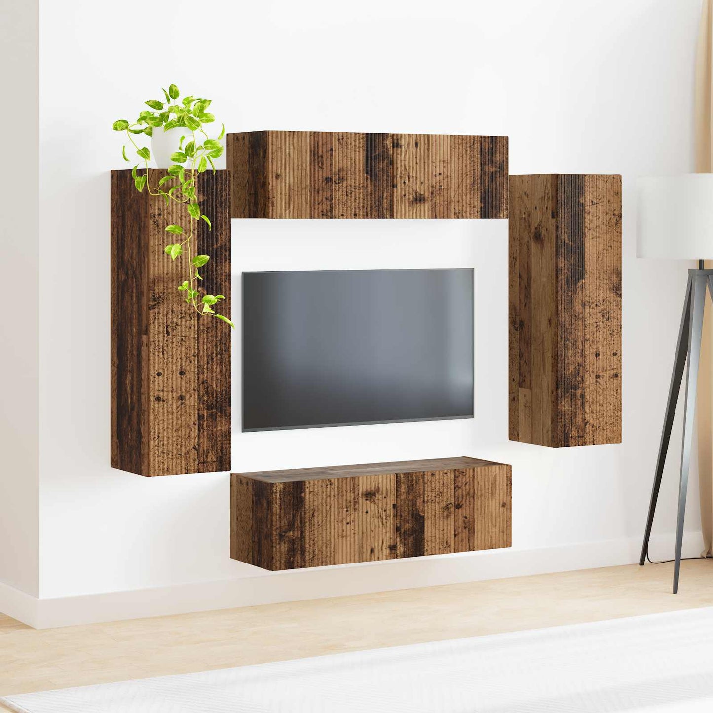 Tv vægskab sæt 4 pcs 29,5 x 31 x 100 cm Gammelt træ