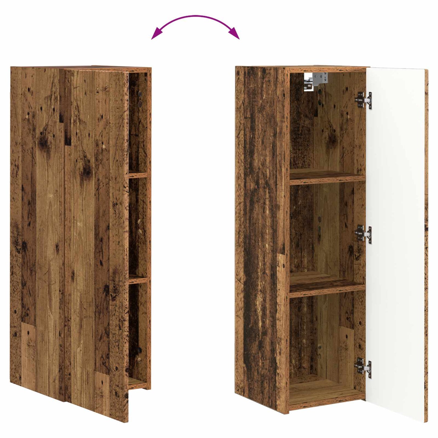 Tv vægskab sæt 4 pcs 29,5 x 31 x 100 cm Gammelt træ