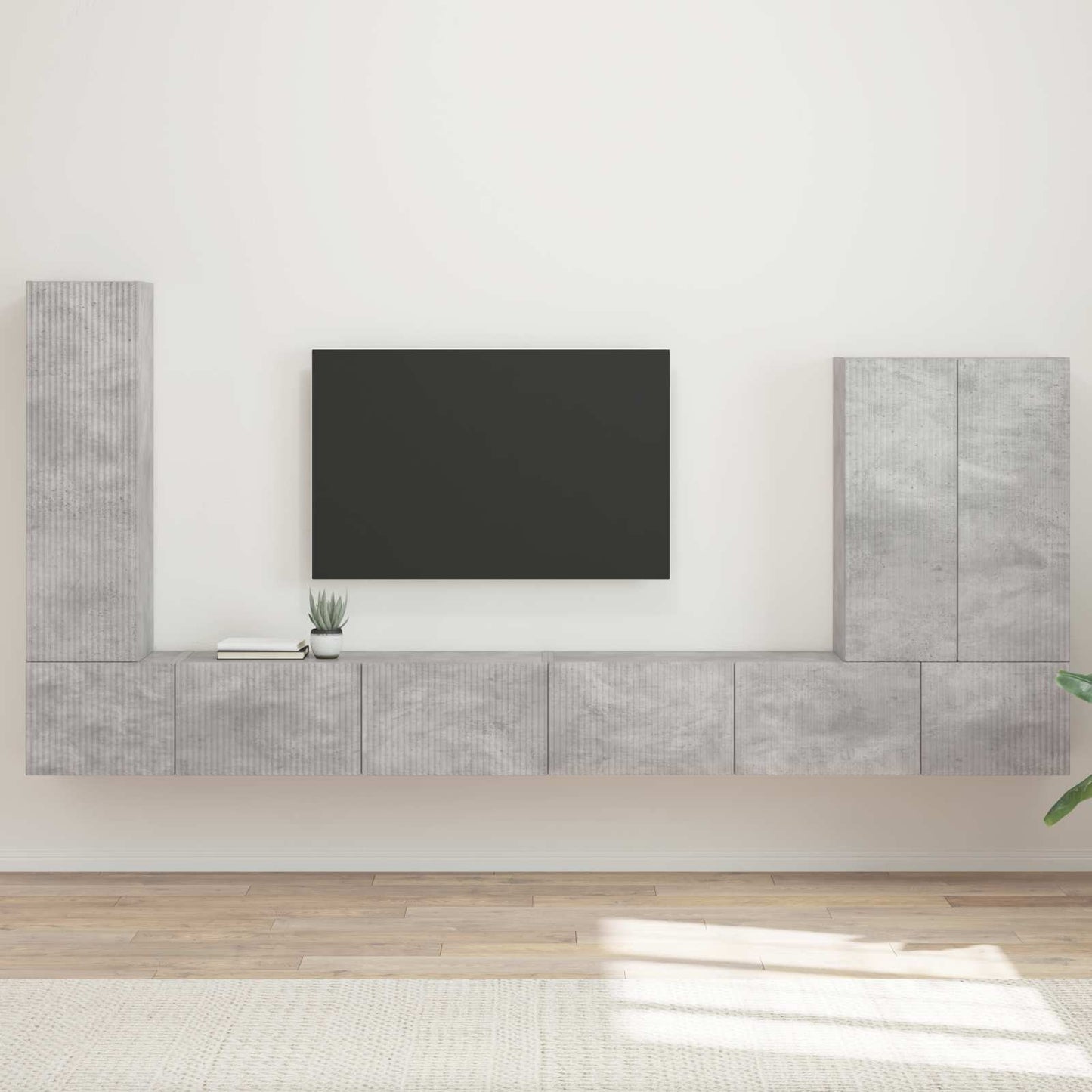 Tv vægskab sæt Vægmonteret 6 pcs Beton Grå