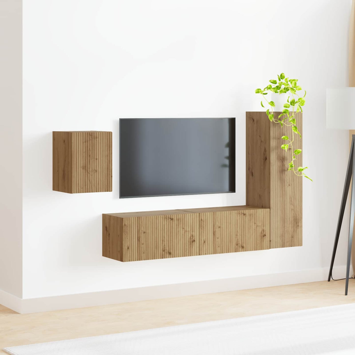 TV-møbelsæt 4 pcs Artisan Egetræ Konstrueret træ