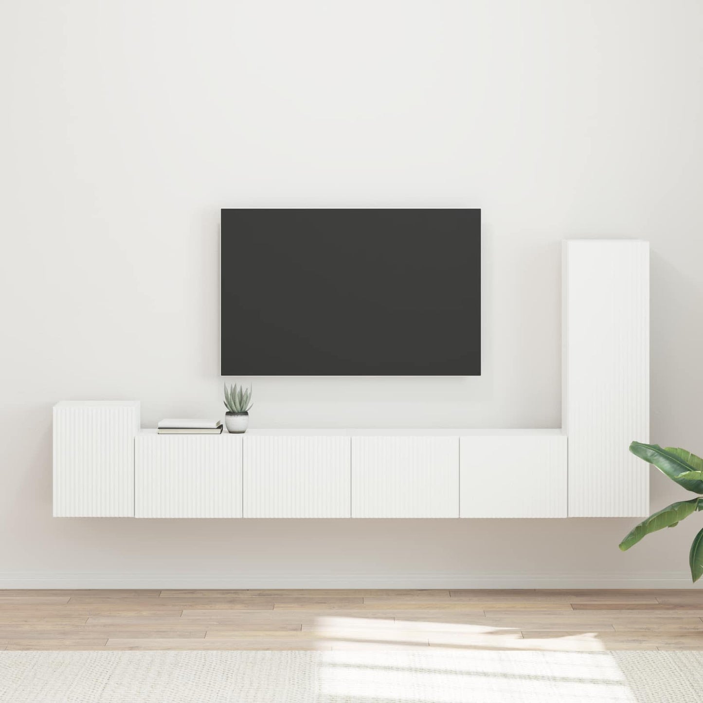 TV-møbelsæt Vægmonteret 3 pcs Hvid Konstrueret træ
