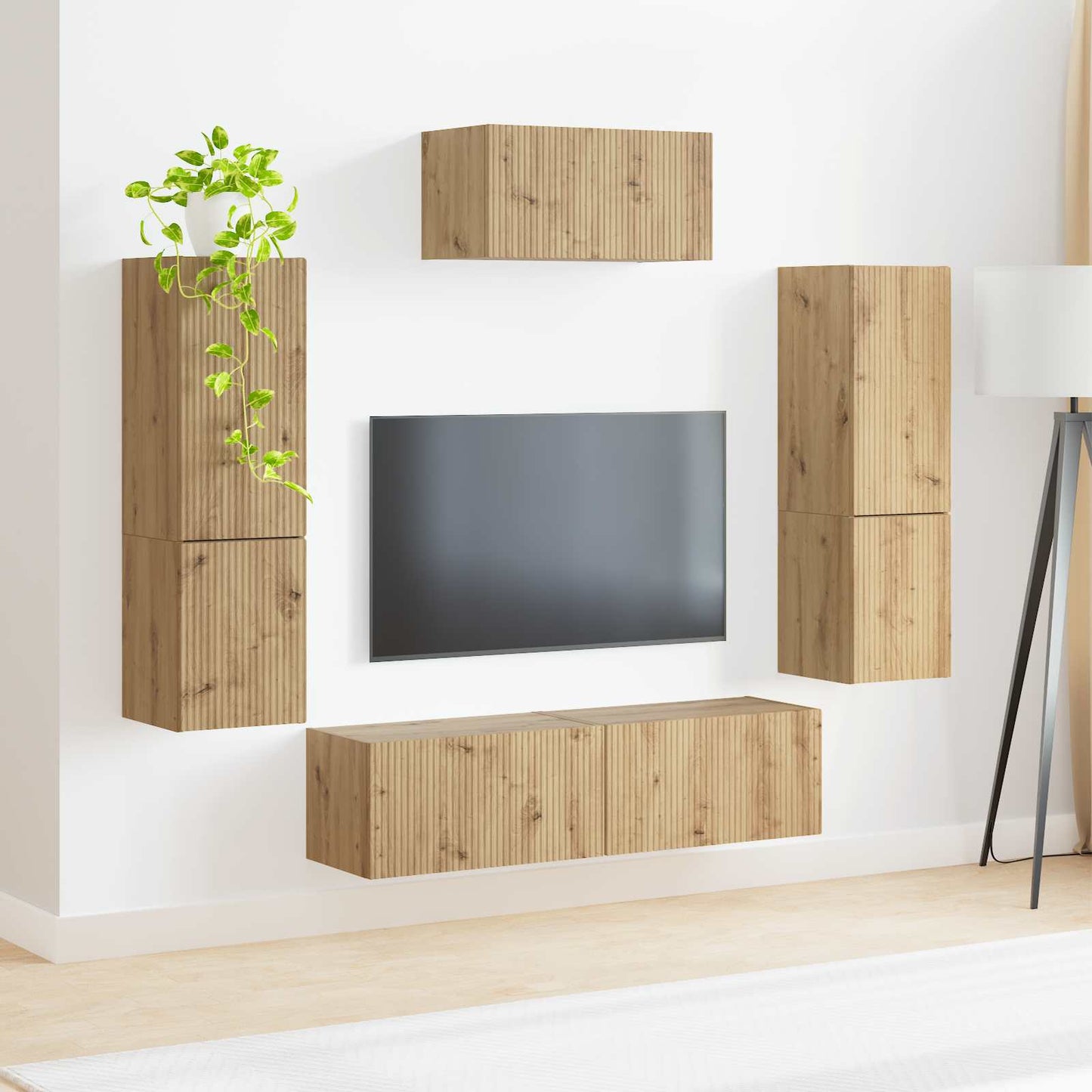 TV-møbelsæt 4 pcs Artisan Egetræ Konstrueret træ