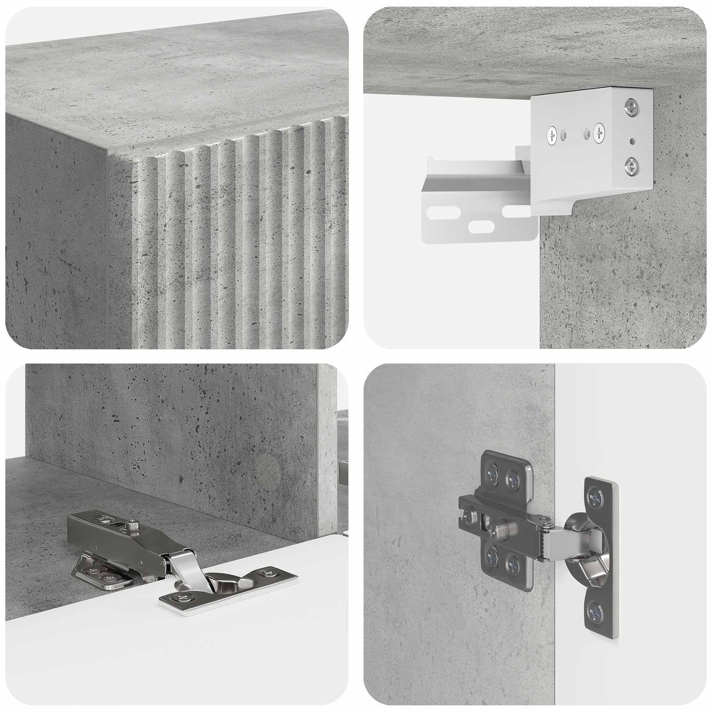 TV-møbelsæt Vægmonteret 6 pcs Beton Grå Konstrueret træ