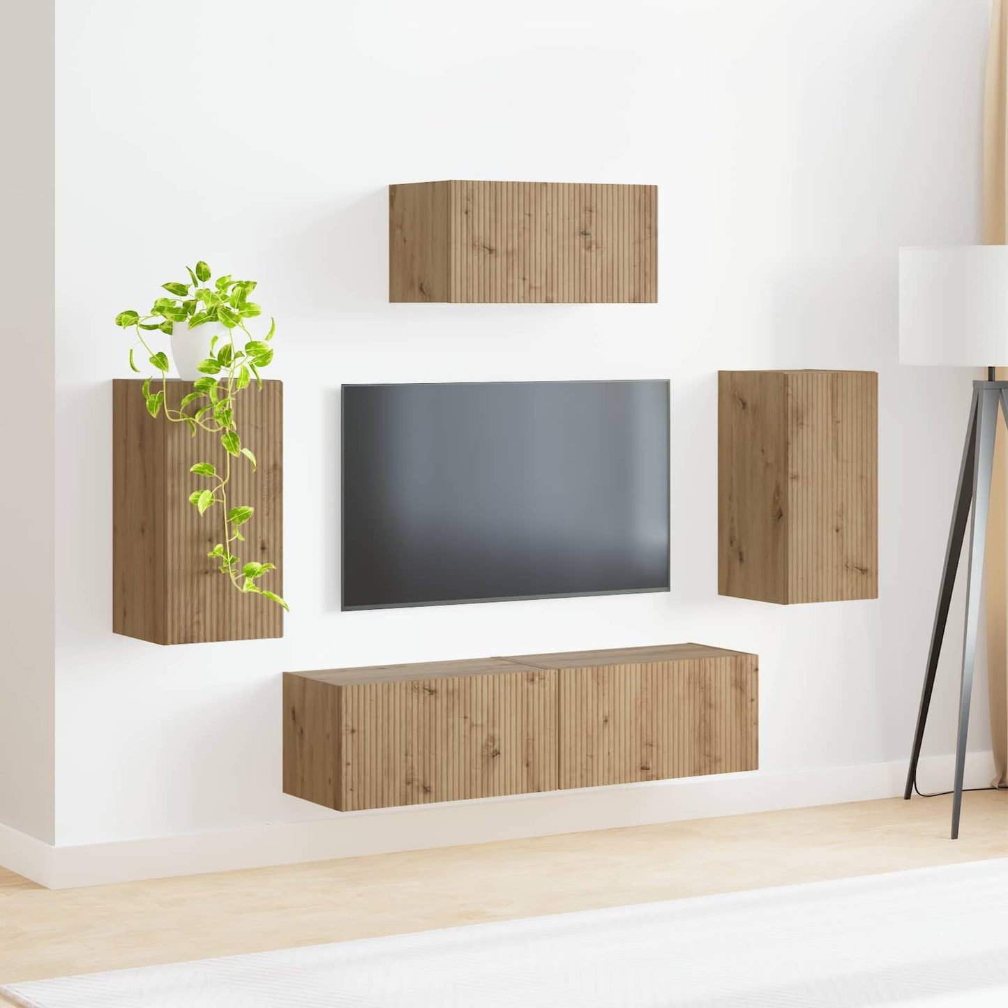 TV-møbelsæt 5 pcs Artisan Egetræ Konstrueret træ