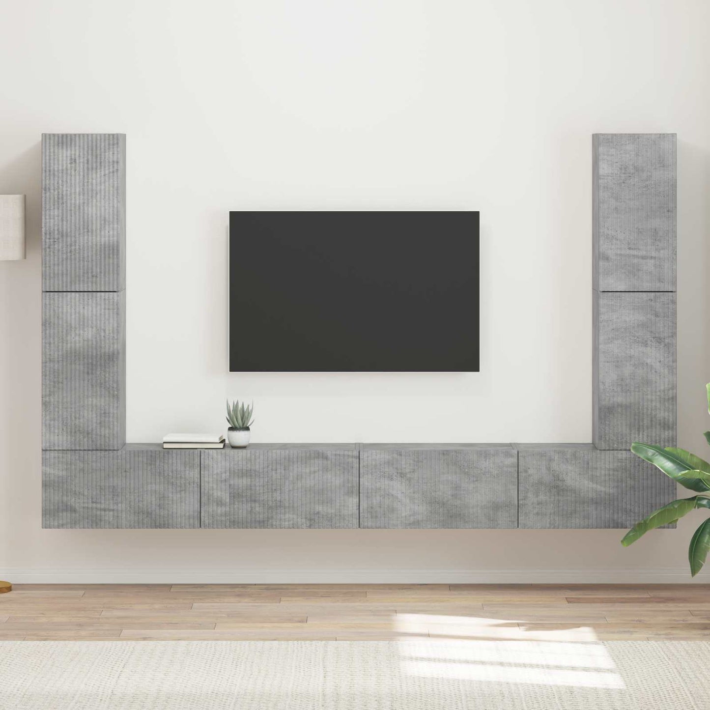 TV-møbelsæt 8 pcs Beton Grå Konstrueret træ