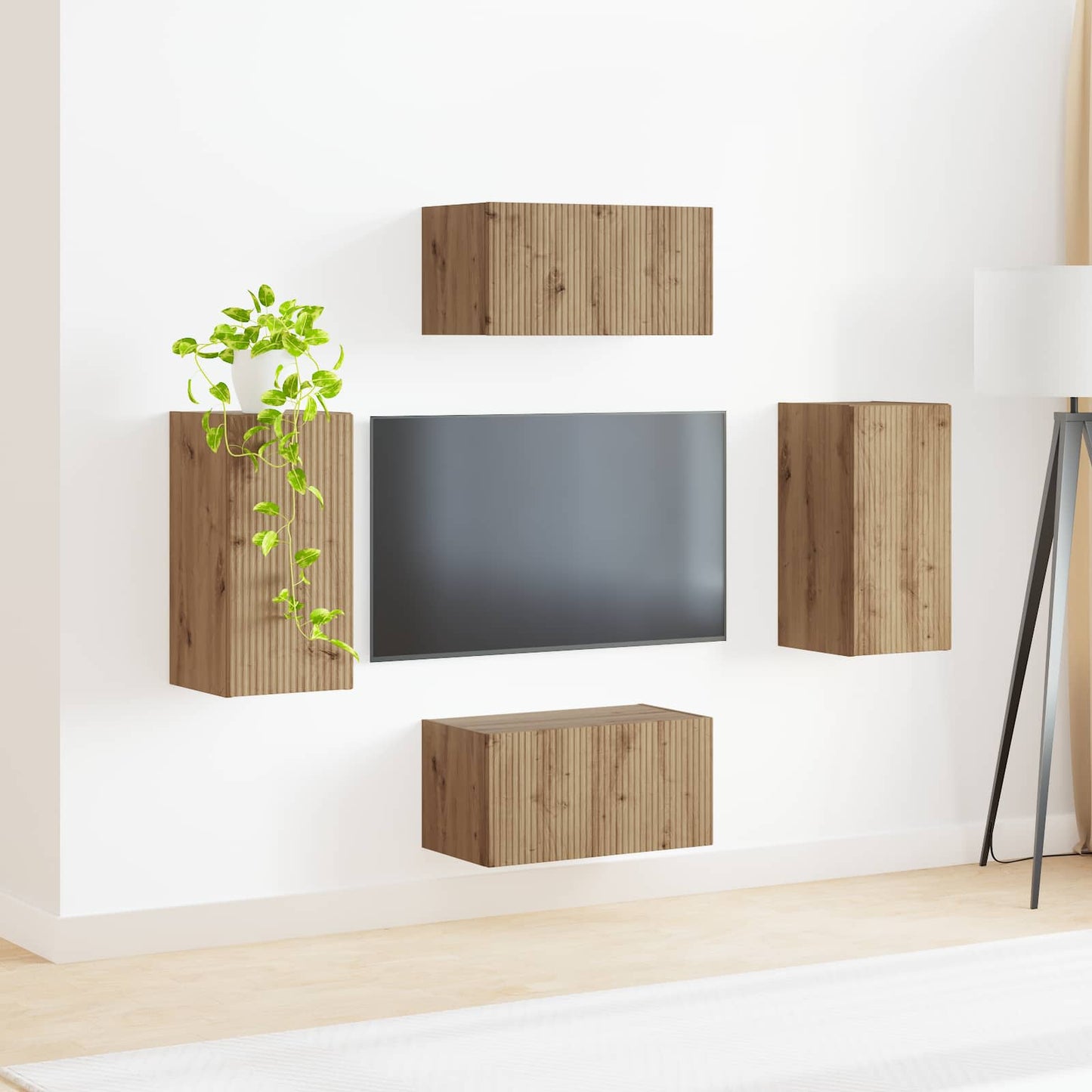 TV-møbelsæt 4 pcs Artisan Egetræ Konstrueret træ