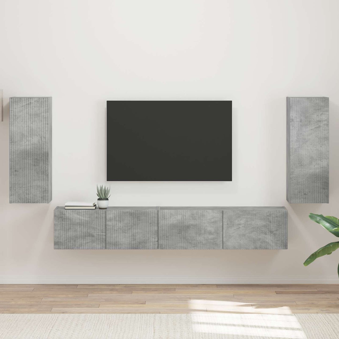 TV-møbelsæt 4 pcs Beton Grå Konstrueret træ