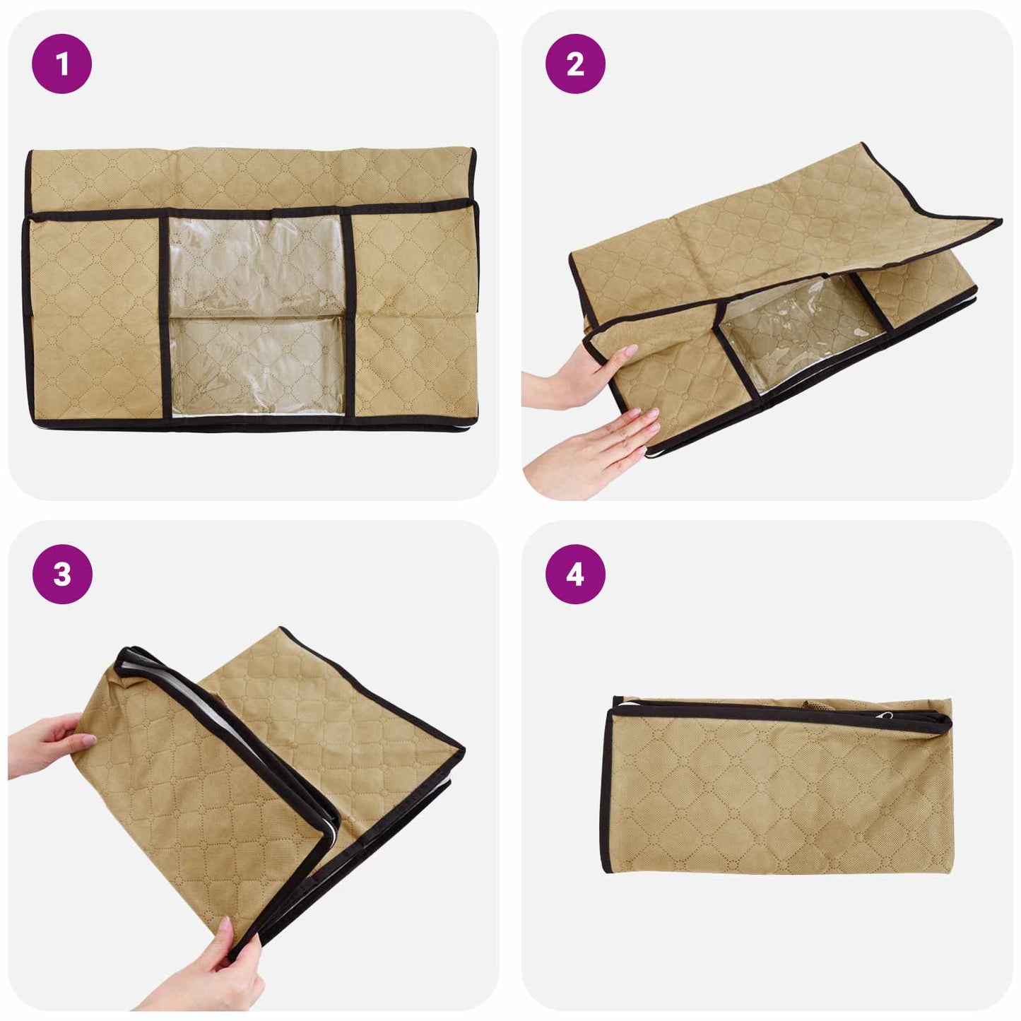Opbevaringskasse med gennemsigtig sidevindue 2 pcs Cremefarvet