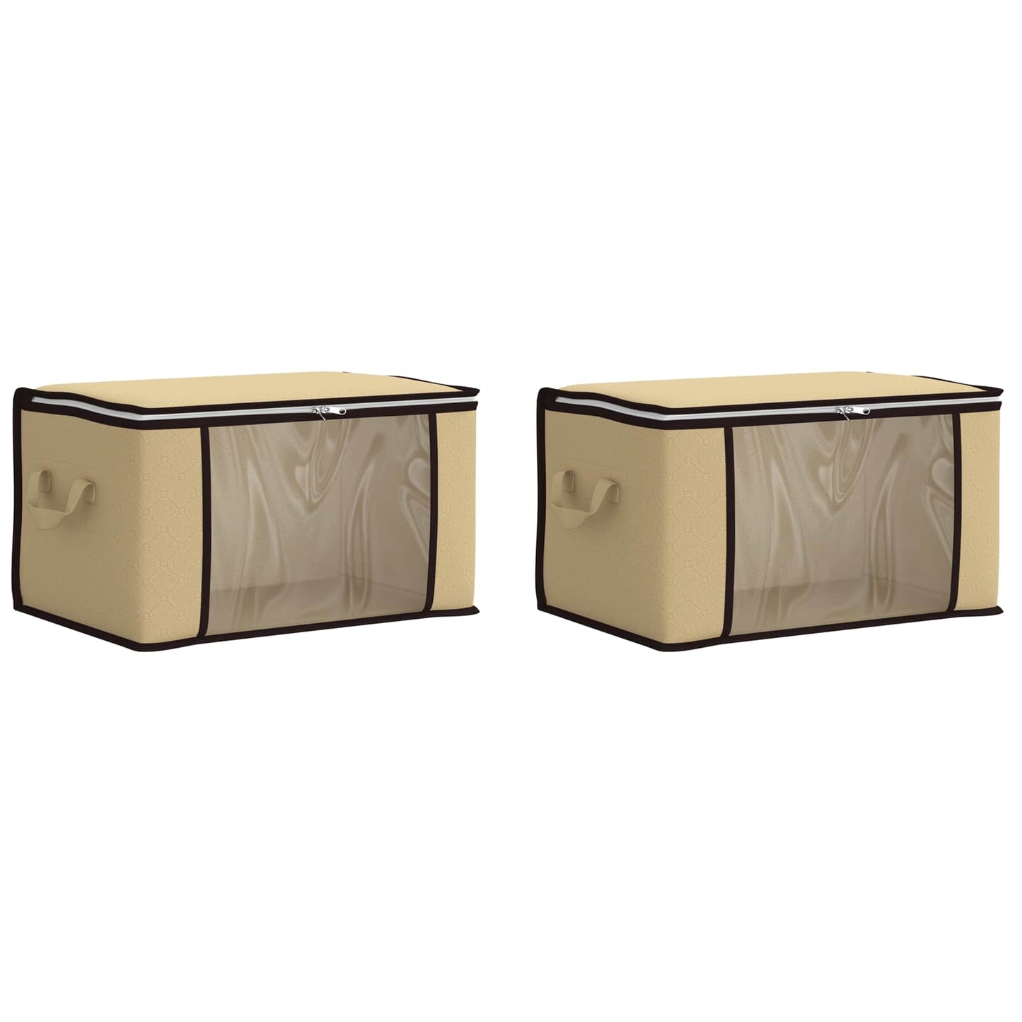Opbevaringskasse med gennemsigtig sidevindue 2 pcs Cremefarvet
